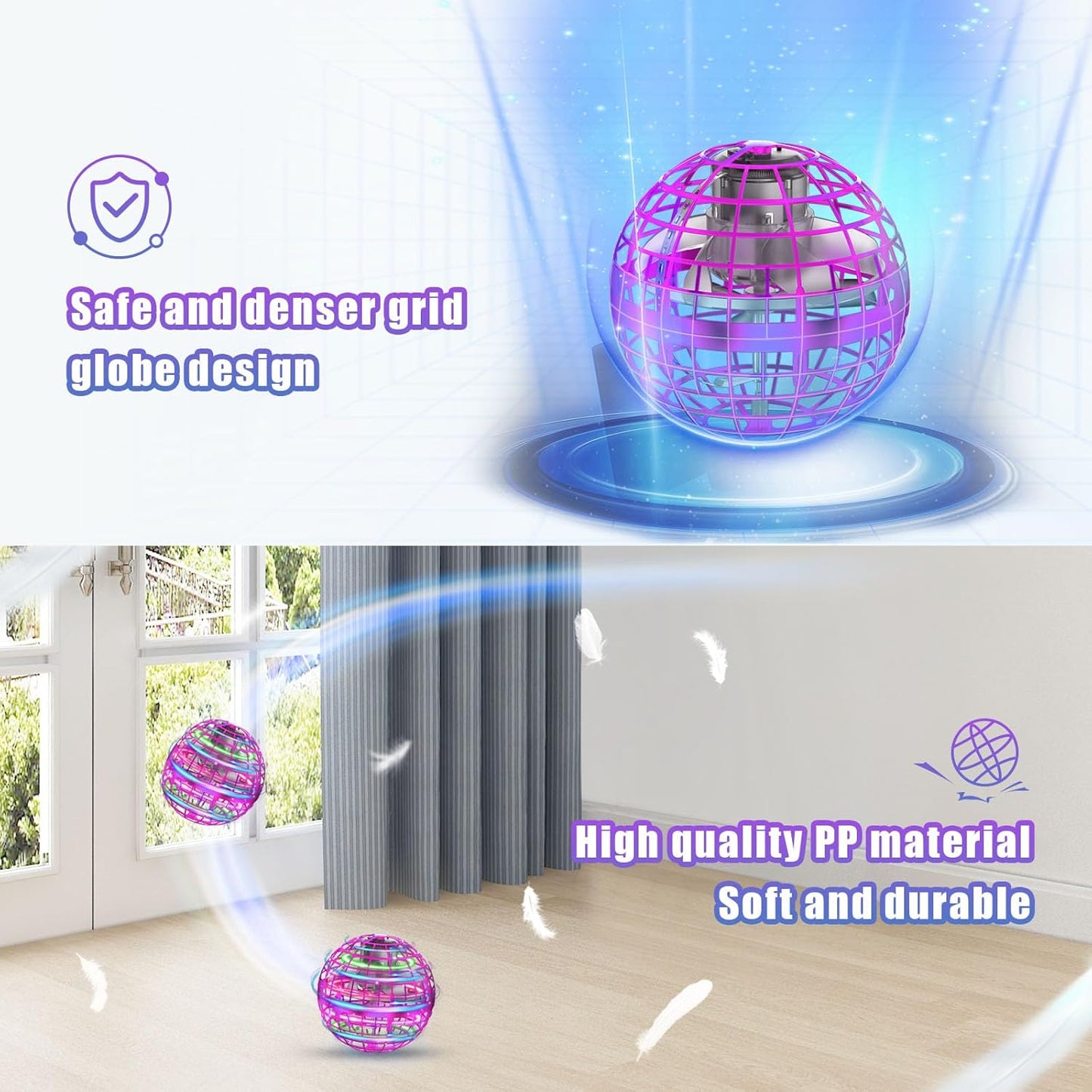 Fliegender Ball mit LED-Hover Spinner Toy, Lila