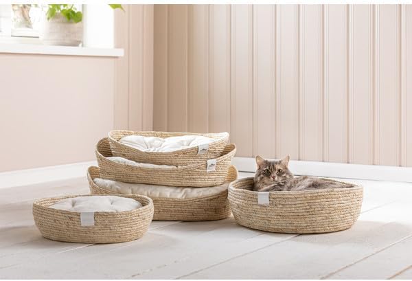 Katzenbett, Weiß/Beige L 38 x B 38 x H 13 cm