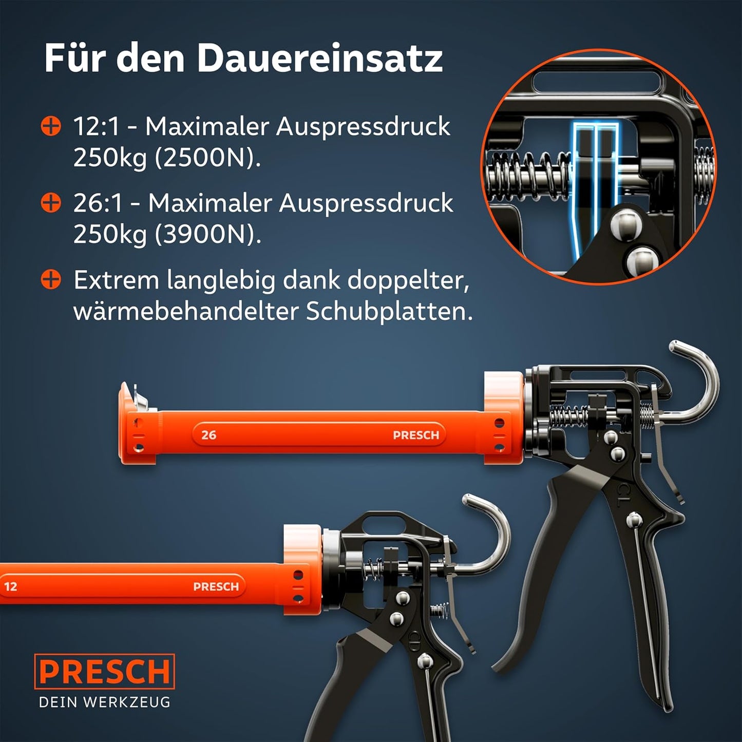 Kartuschenpressen-Set mit Nachlaufstopp, Set 12:1 & 26:1