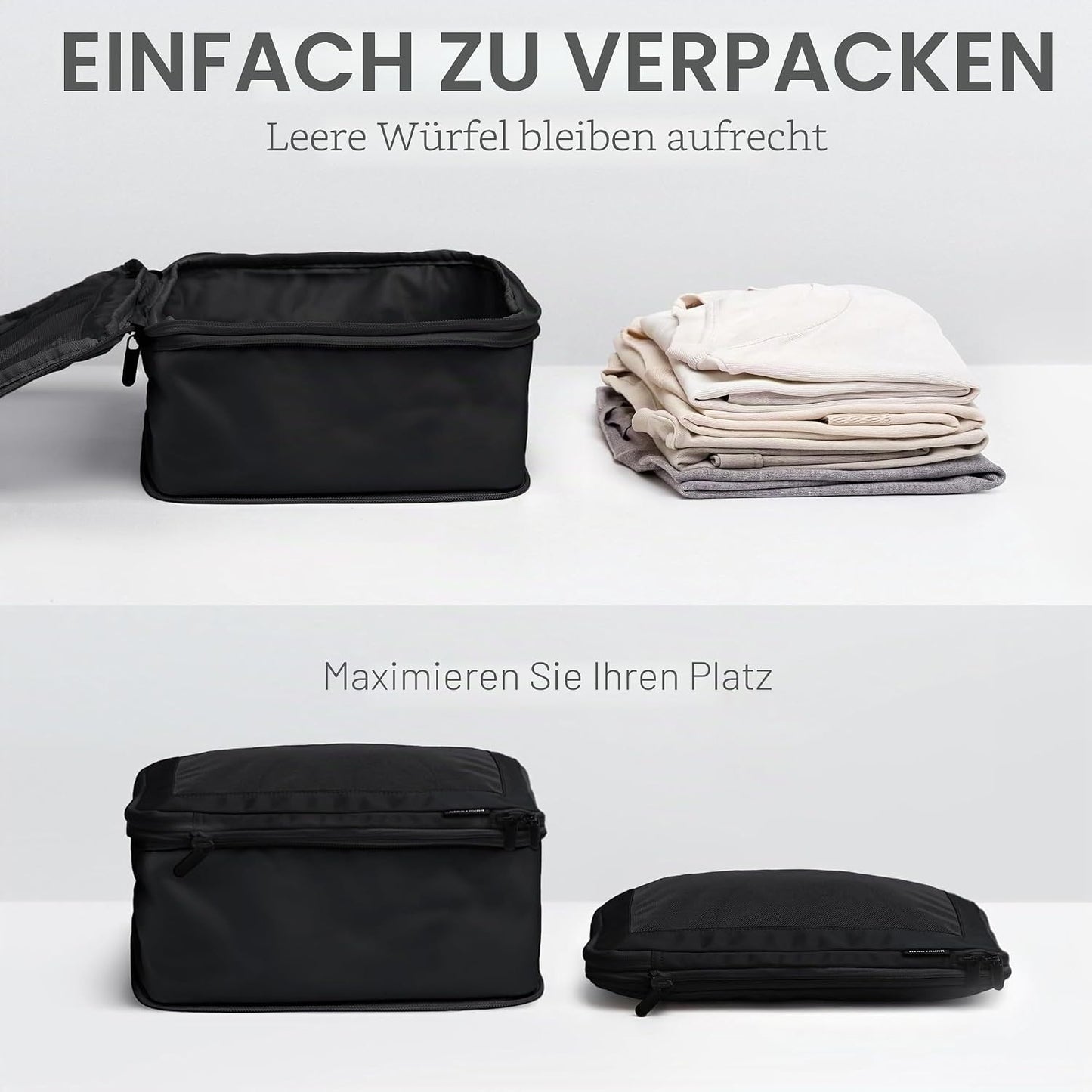 Kompressions-Verpackungswürfel-Set, 4-Pack Schwarz