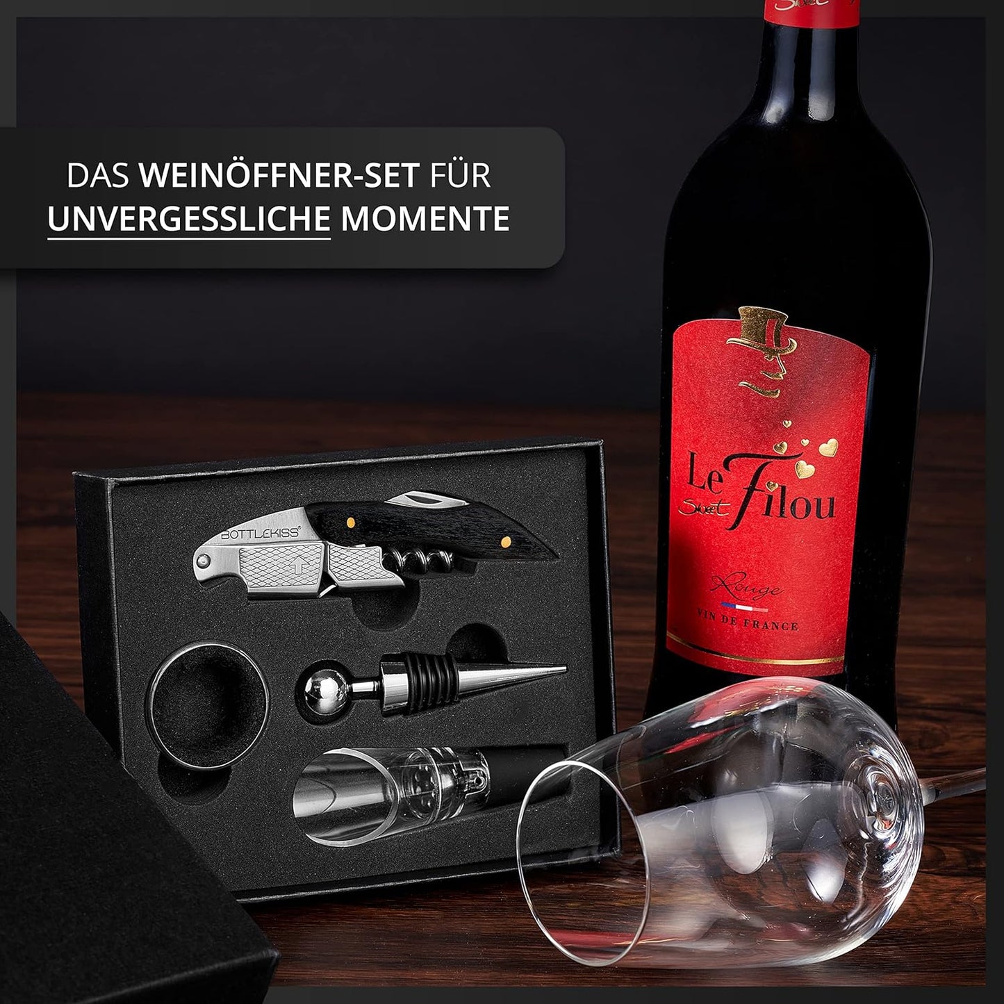 4-teiliges Korkenzieher-Set, Ebenholz