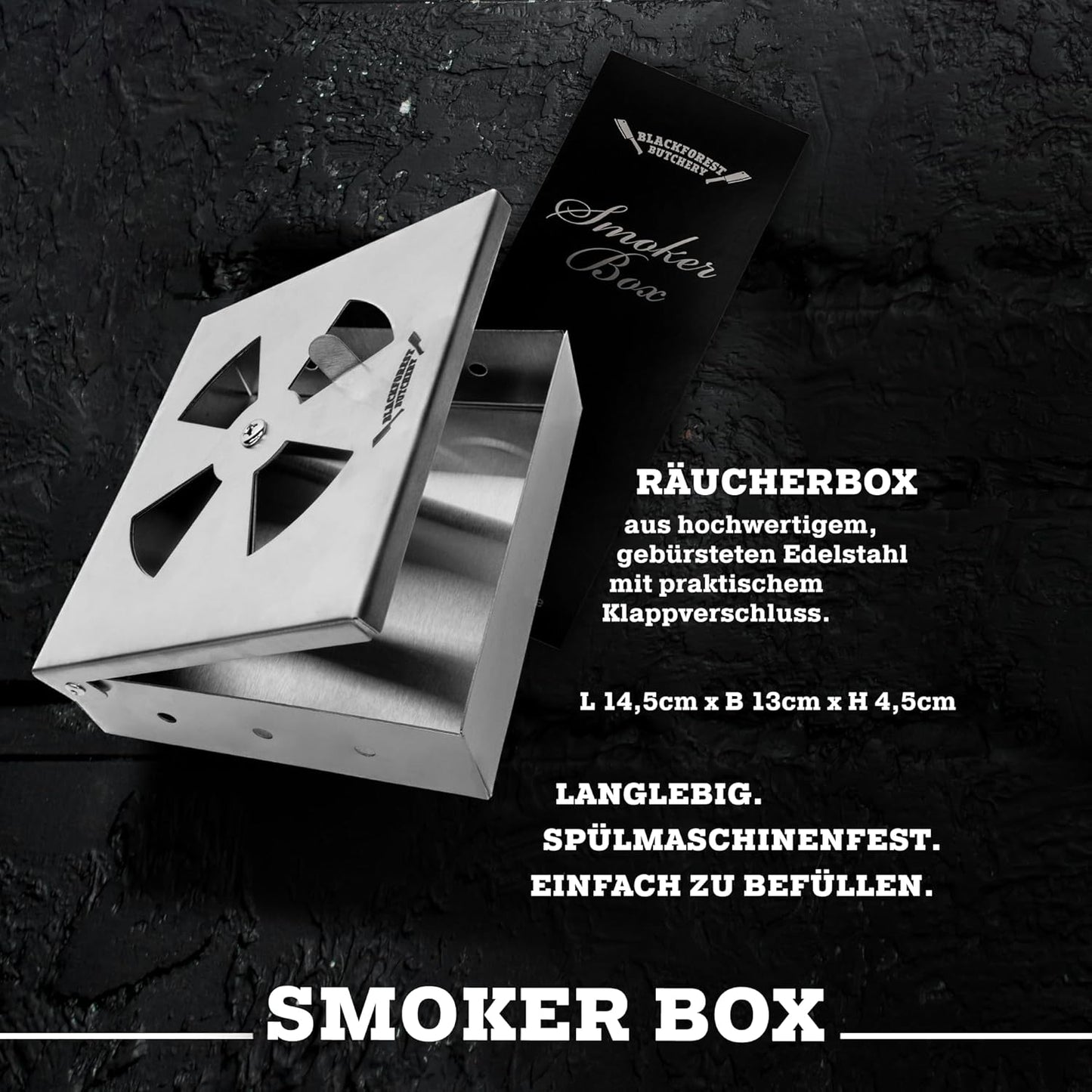 BBQ Räucherbox Set mit Räucherchips und Smokerbox, Räucherbox mit Räucherchips