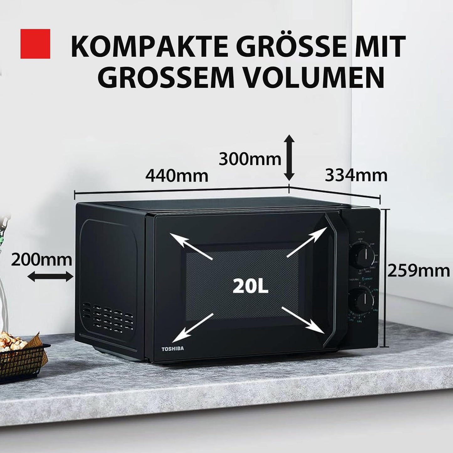 Mikrowellenherd mit Grill- & Kombigarfunktion, 20L Grill Schwarz