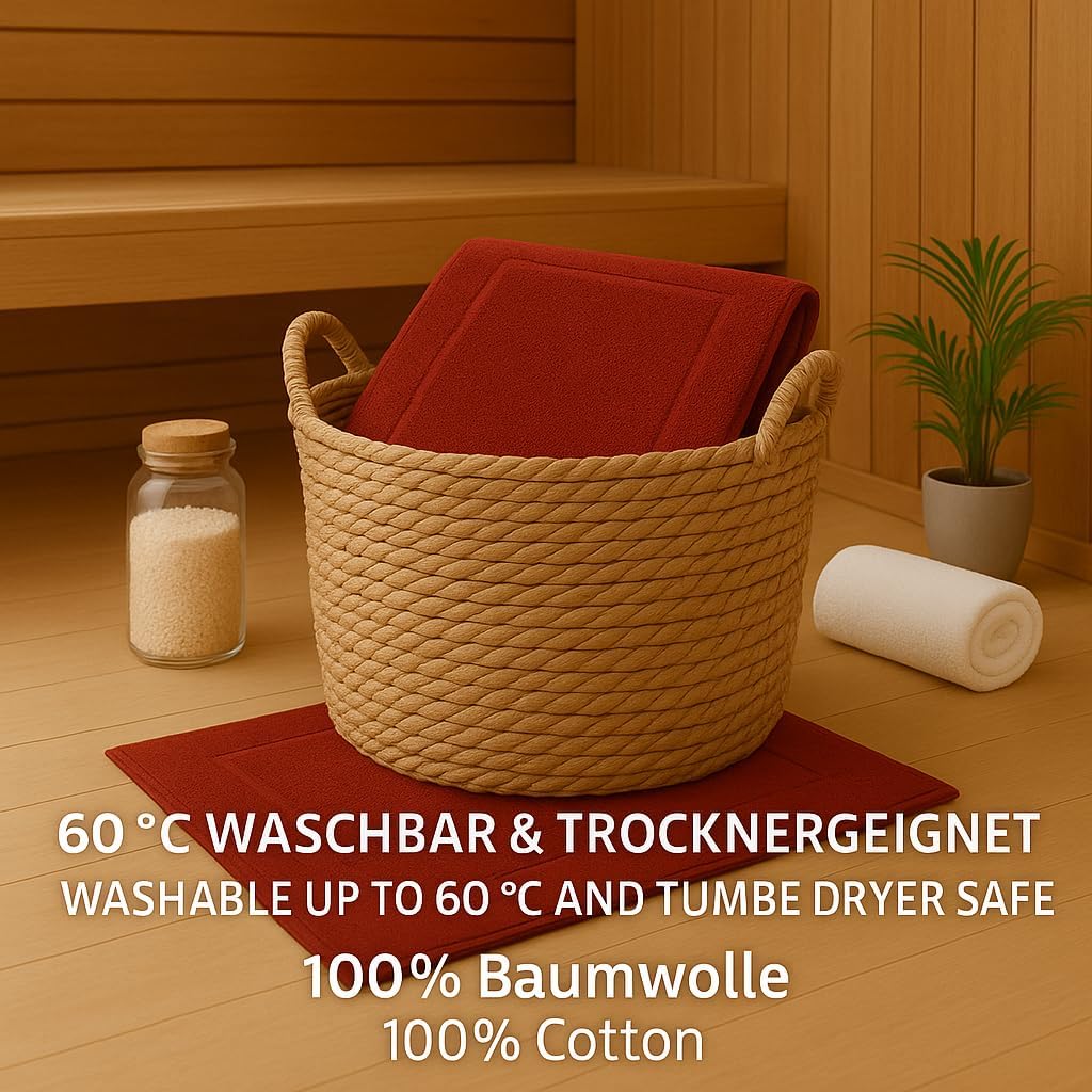 2er-Set Badematten, 50x70 cm, 2x Badvorleger Rubinrot