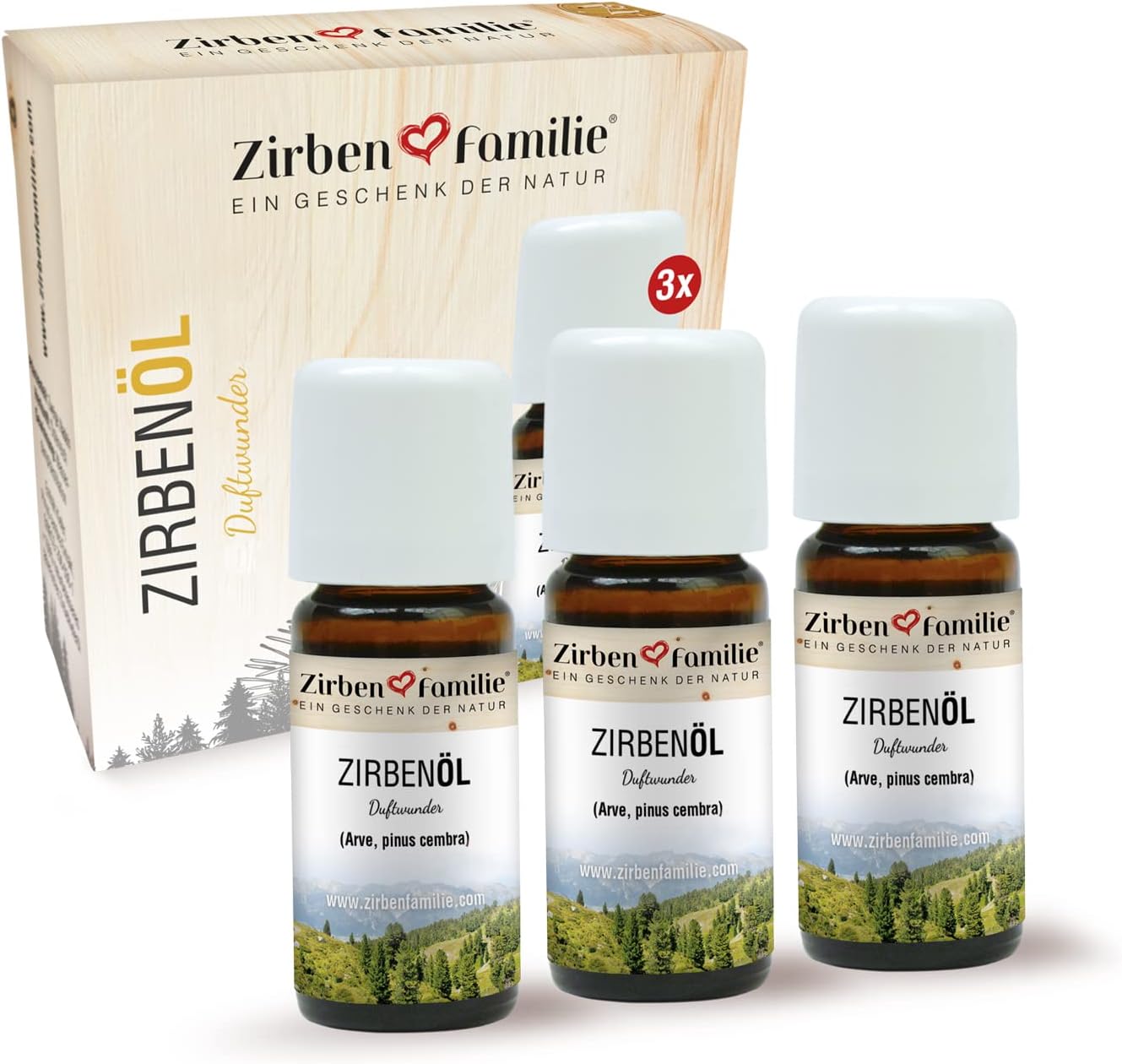 3er Set naturbelassenes Zirbenöl