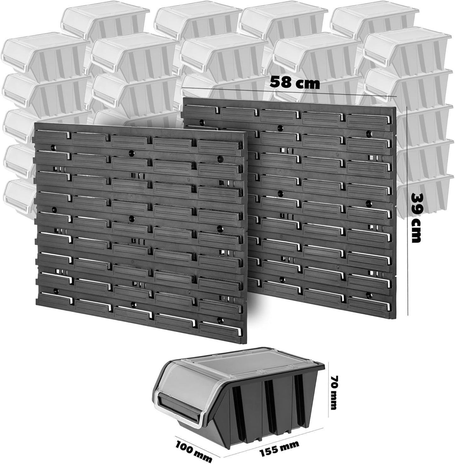 Werkstattwandregal System, 50 tlg. Schwarz