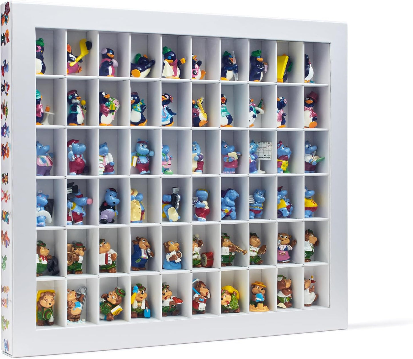 Kinderregal Surprise für Ü-Ei-Figuren mit 60 Fächern, Mehrfarbig
