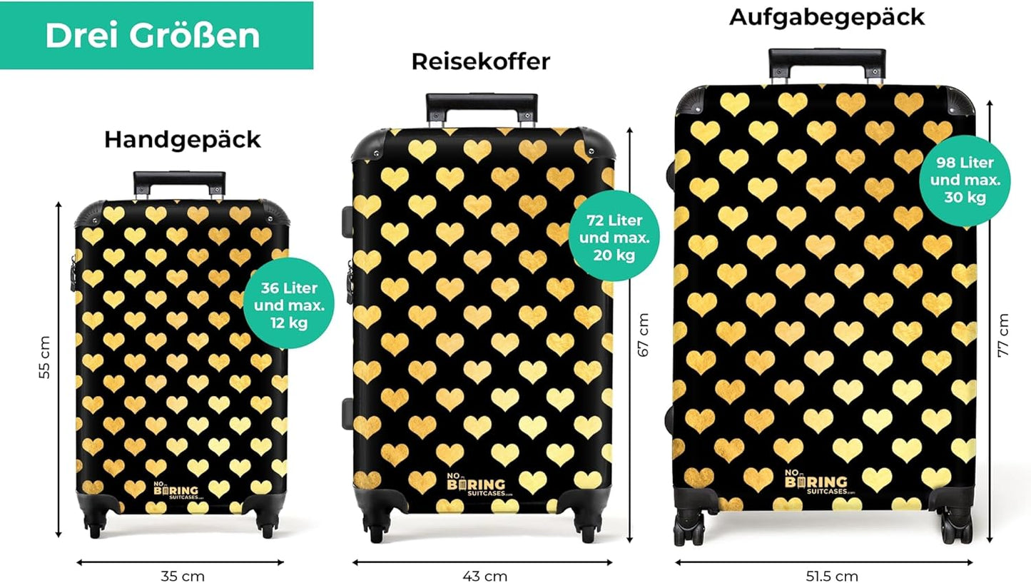 XL Hartschalenkoffer, Goldene Herzchen XL