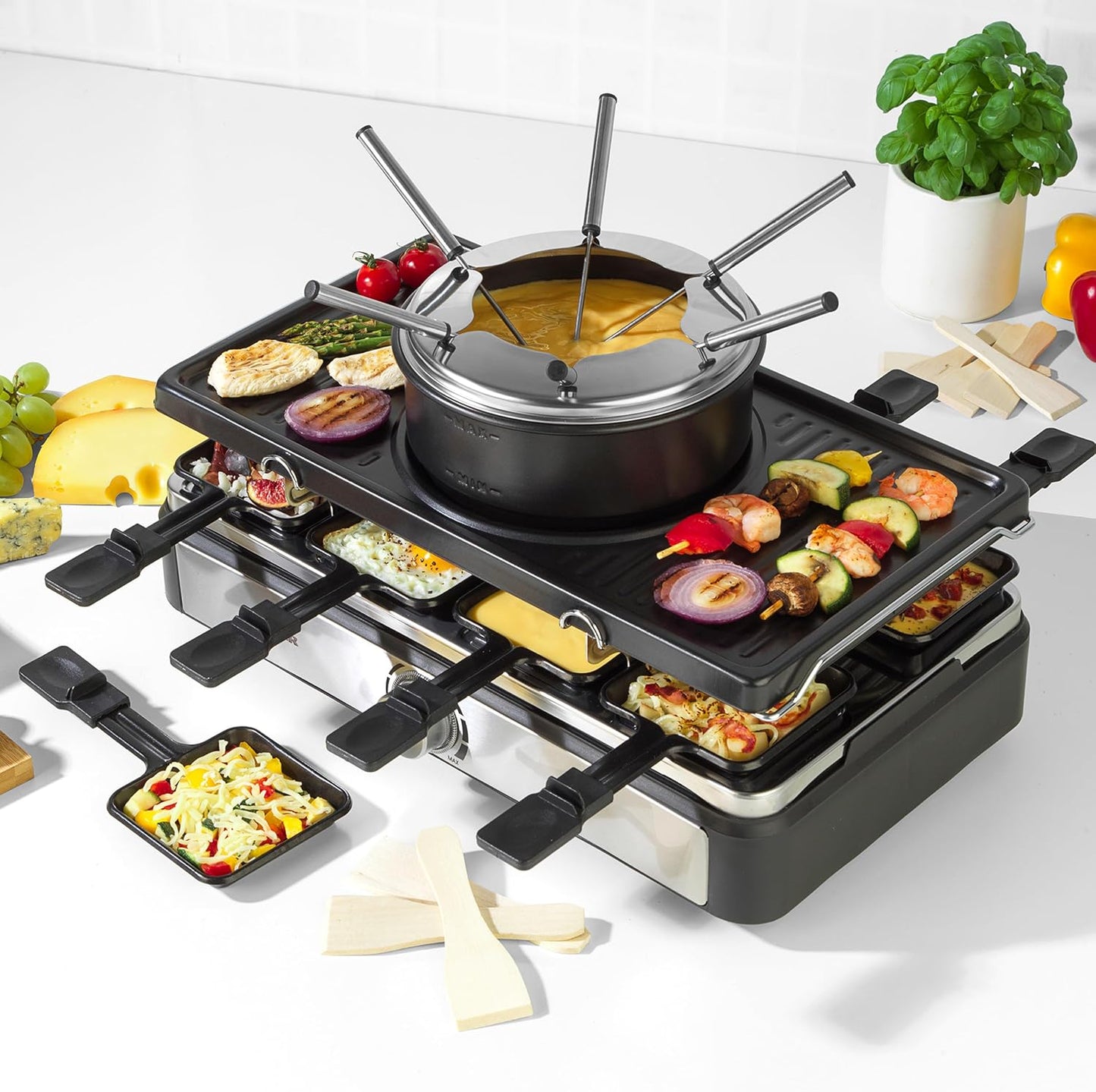 Raclette Grill und Fondue Set