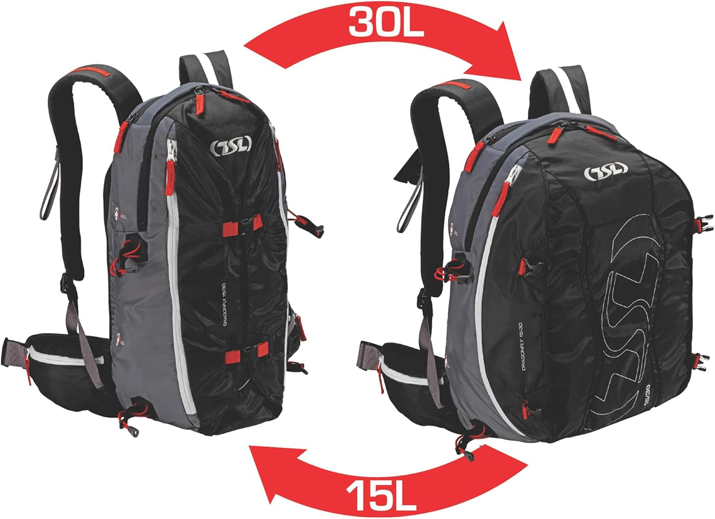 Schneeschuh-Rucksack Dragonfly, 50 x 25.5 x 23.5 cm, 30 Liter Grau
