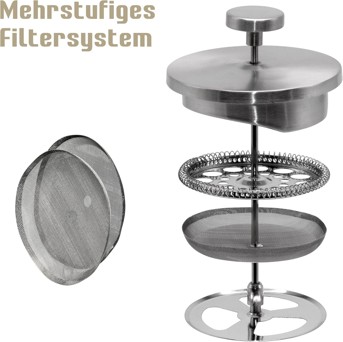 French Press Set mit Milchaufschäumer, Schwarz 1 Liter