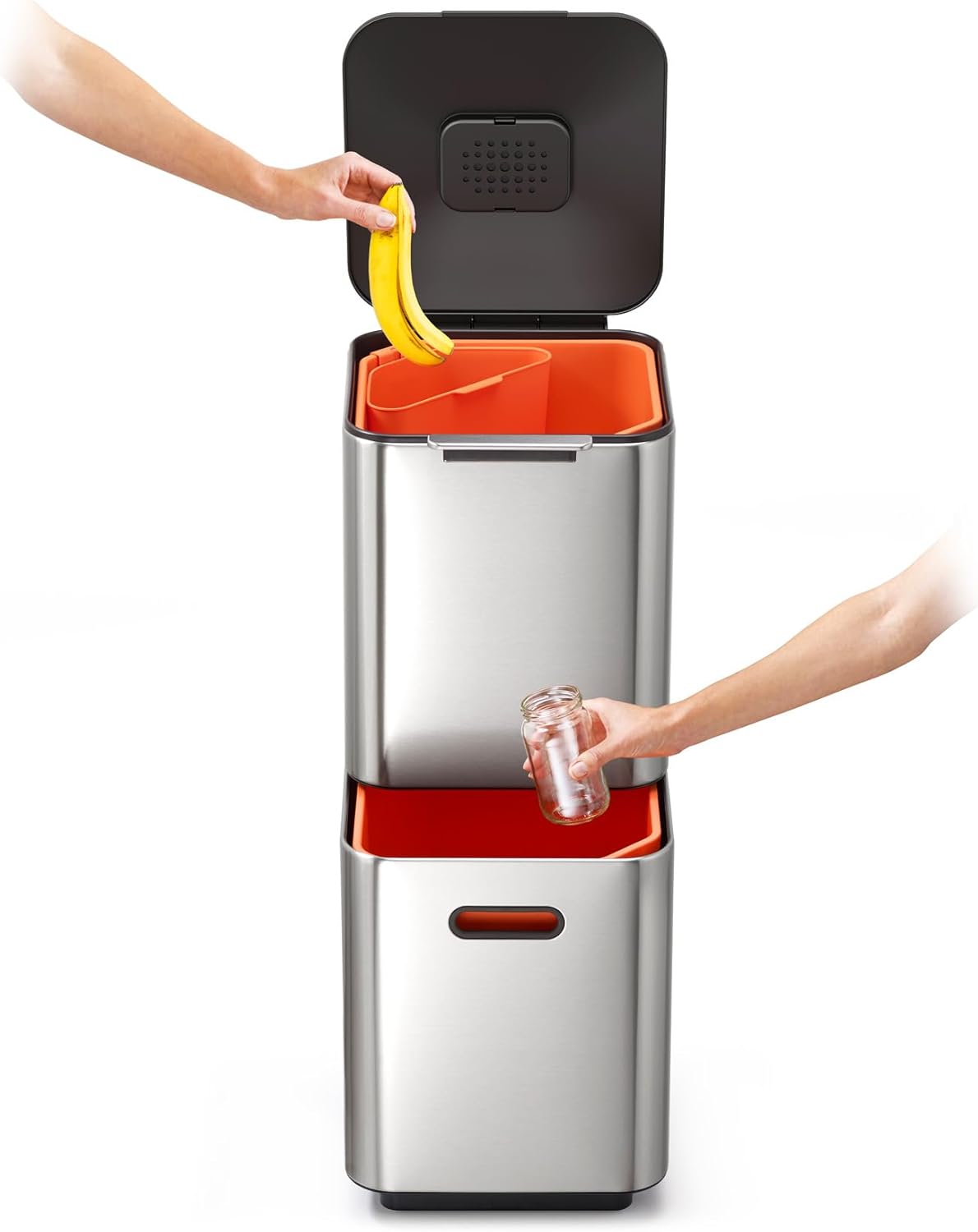 IntelligentWaste Totem Compact 40 Mülltrennsystem mit Biomüllfach, Edelstahl 40L