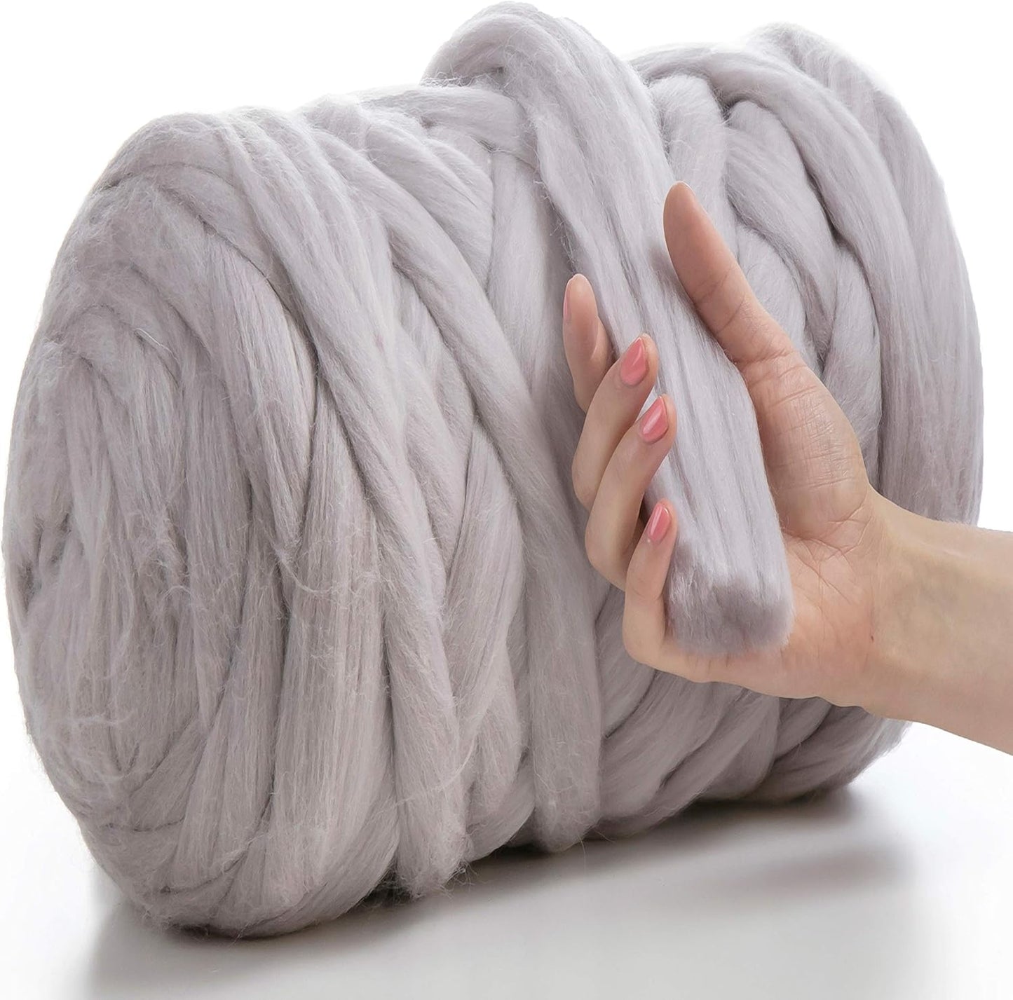 XXL Merino Wolle Garn für Filzen & Armstricken, 1Kg Satingrau