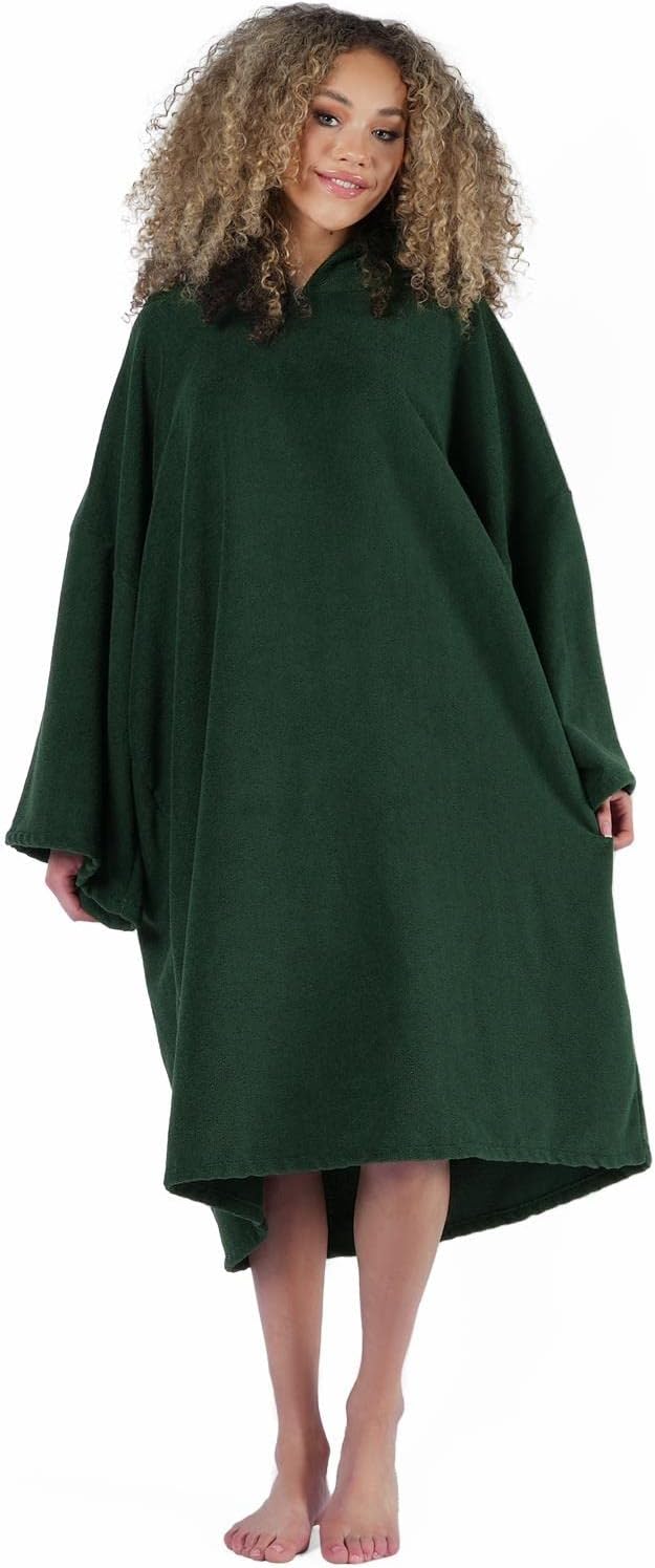 Handtuch-Poncho mit Kapuze, Einheitsgrösse Waldgrün