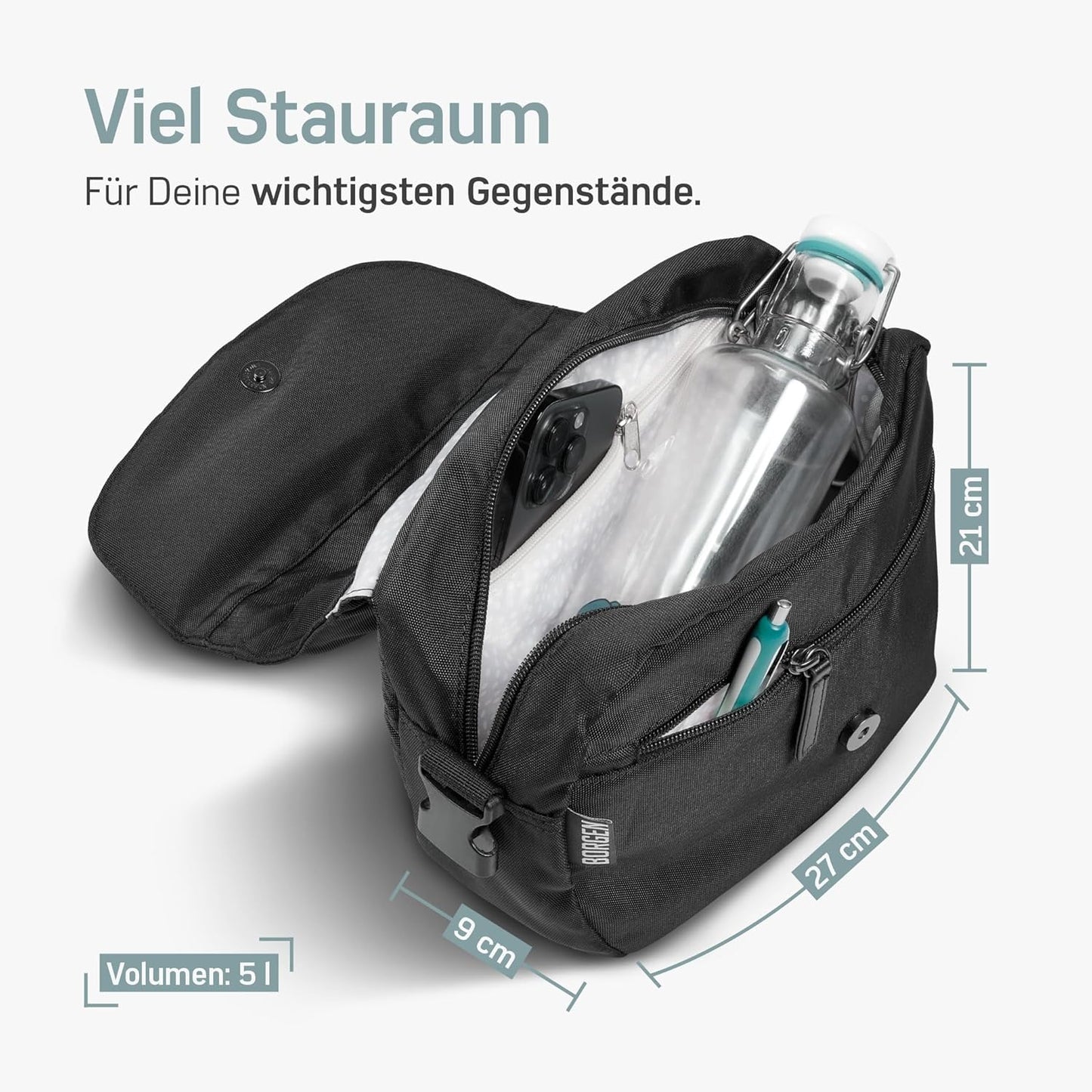 Lenkertasche KLICKfix, Ohne Adapter, Schwarz