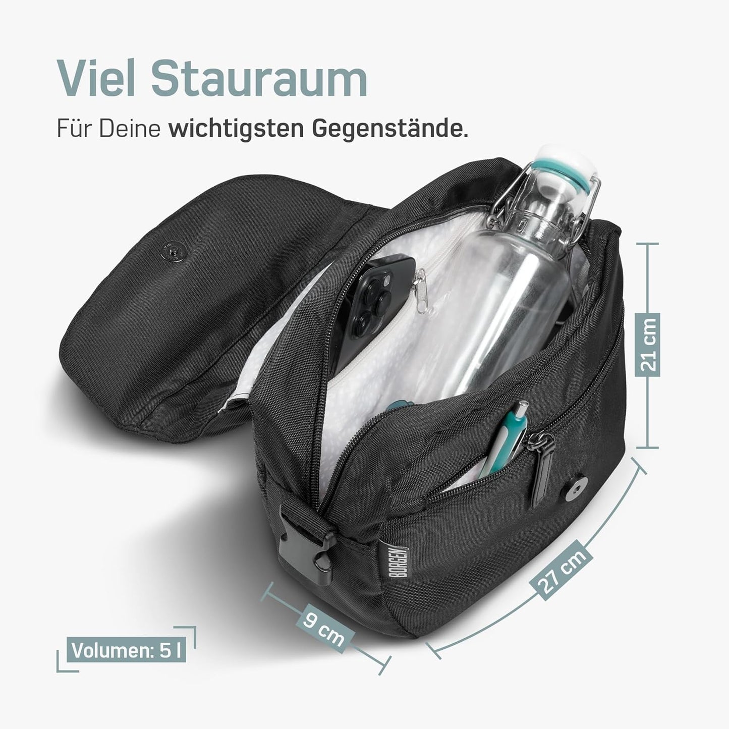 Lenkertasche KLICKfix, Mit Adapter, Schwarz