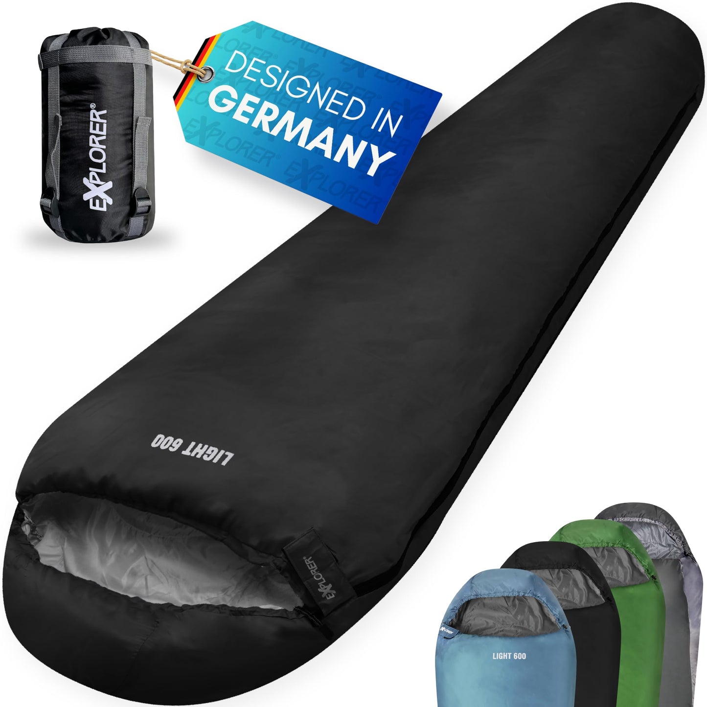 Ultraleichter Sommerschlafsack, Schwarz