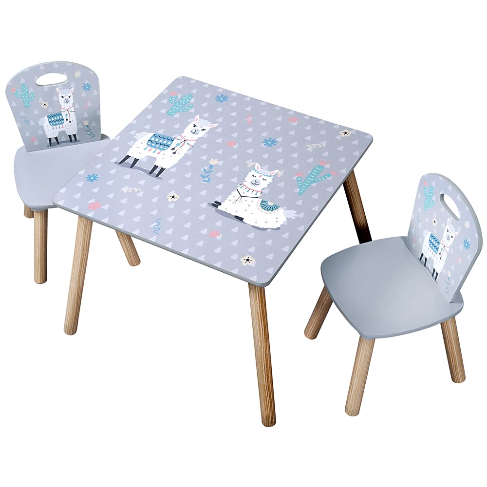 Kindertisch mit 2 Stühlen, Grau