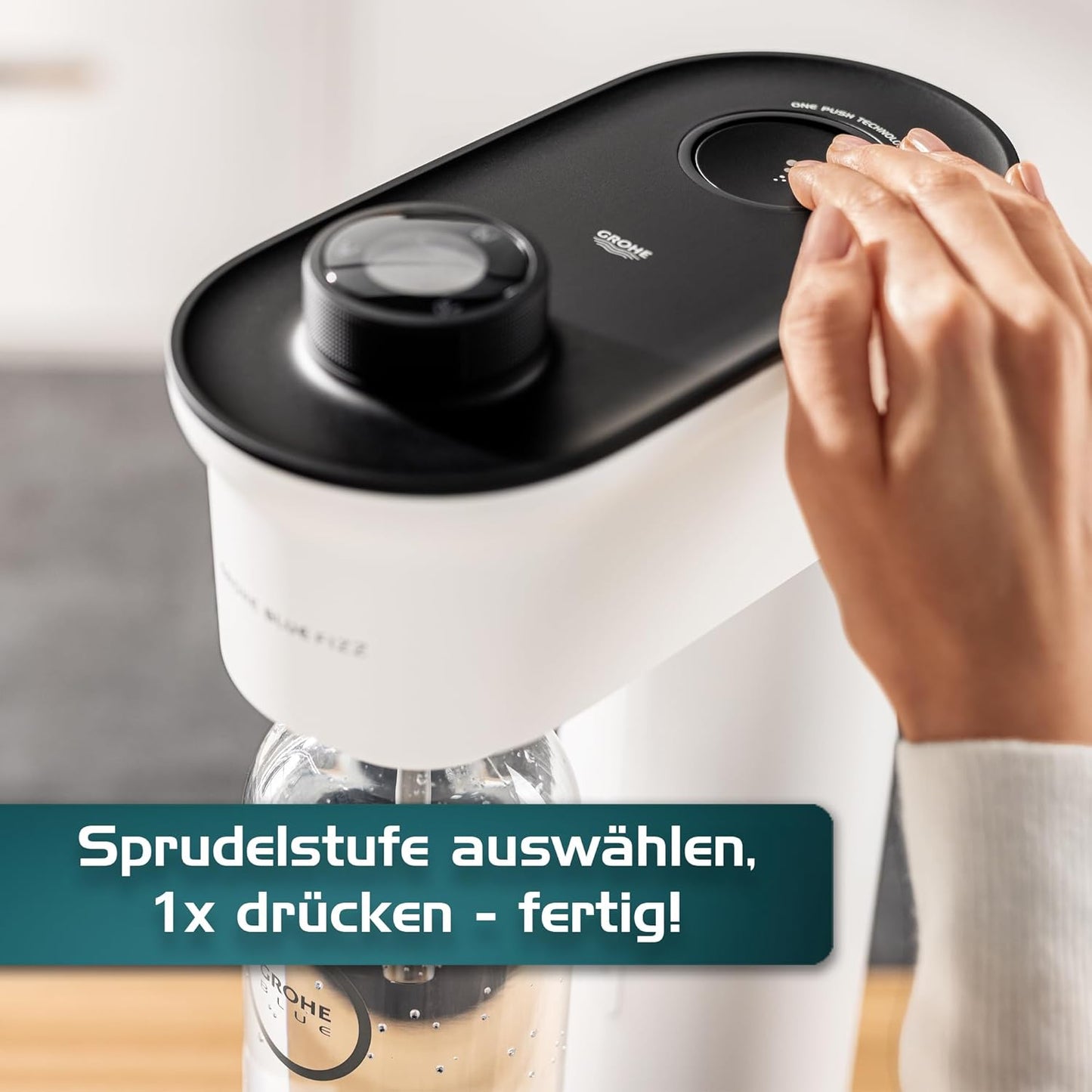 Blue FIZZ Wassersprudler mit 3 CO2-Stufen (inkl. 0,85l Flasche), ohne CO2 Display