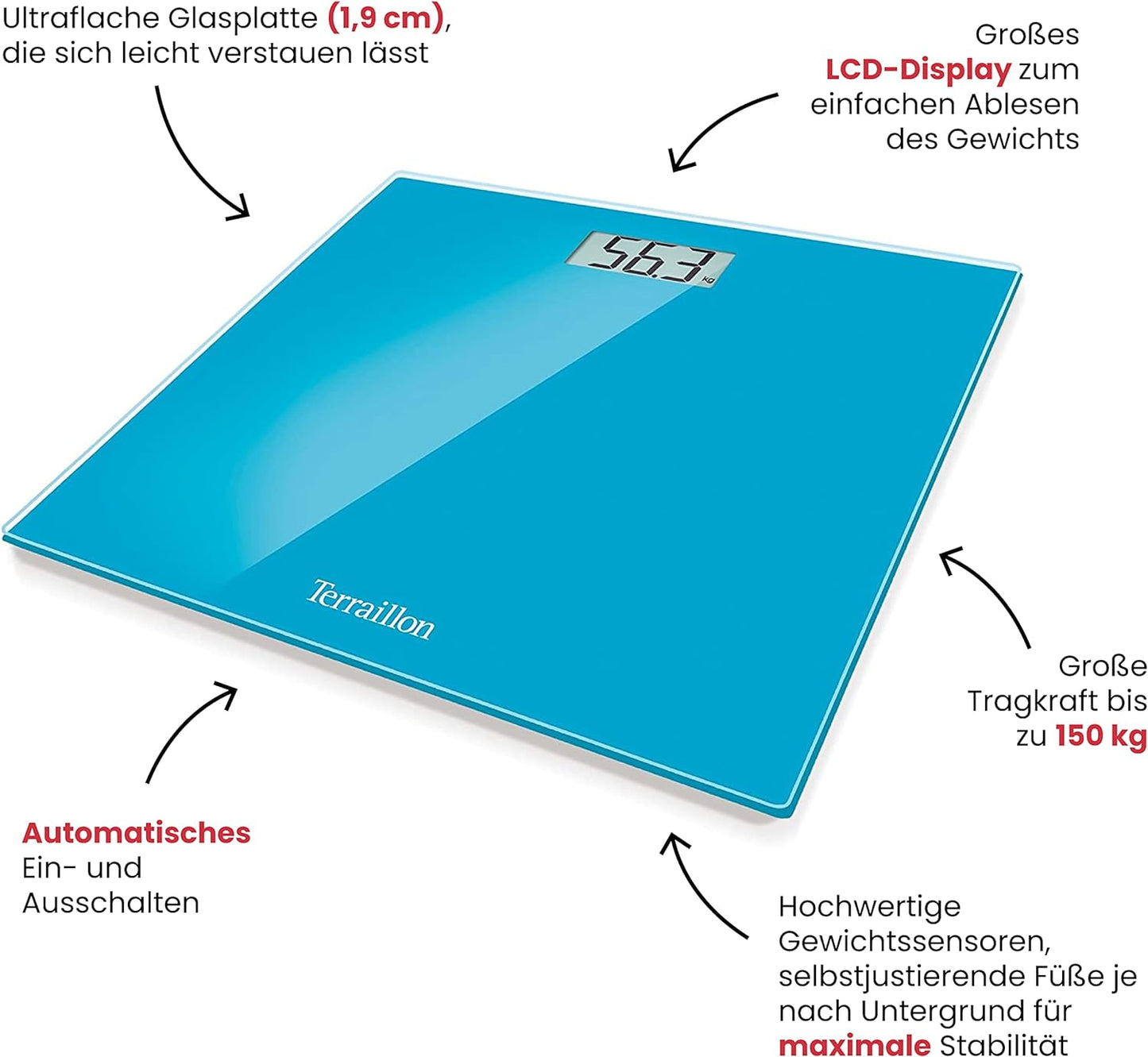 Elektronische Personenwaage TX1500, Blau