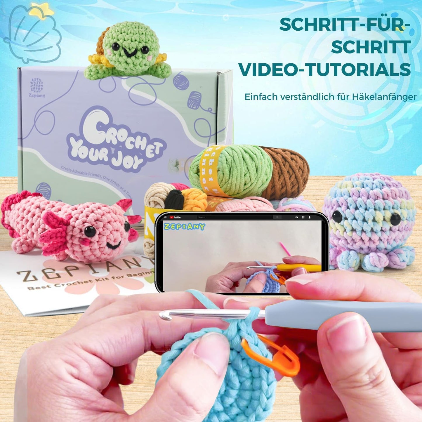 Häkelset für Anfänger mit Amigurumi Zubehör