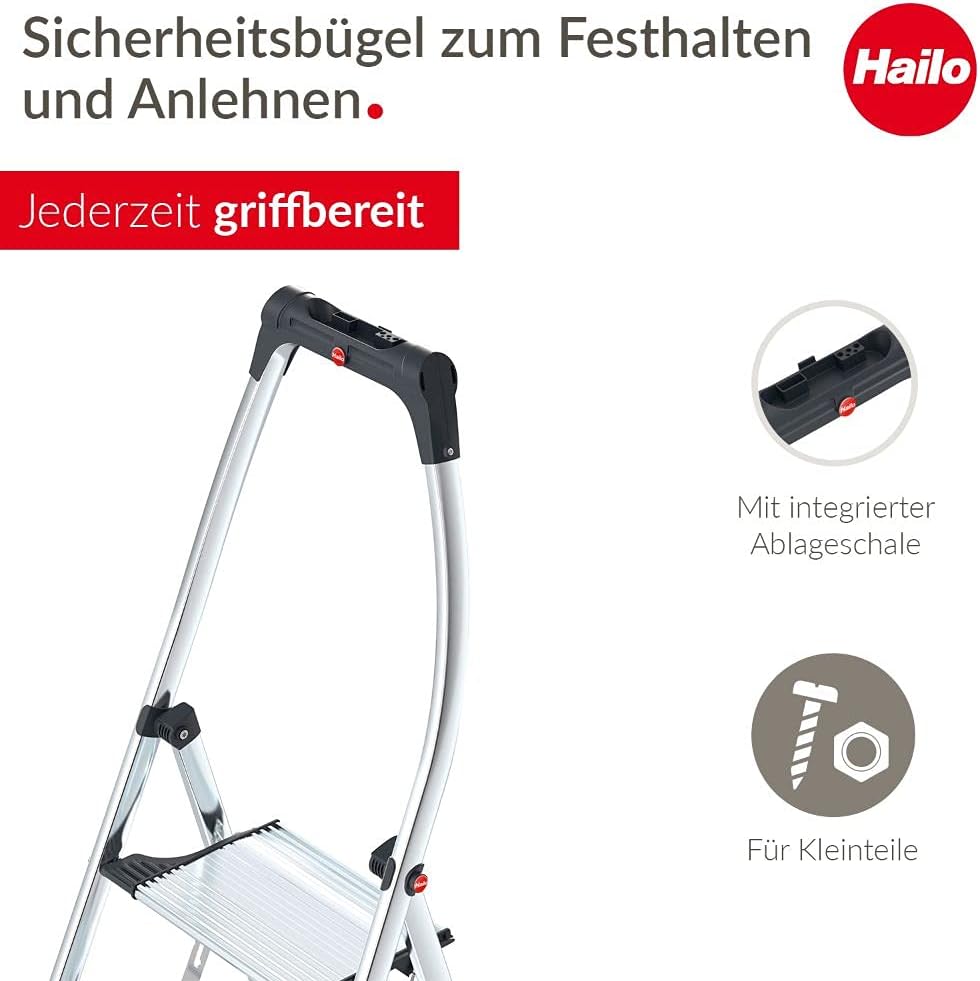 K100 Topline Alu-Klapptritt-Leiter, 2 Stufen Silber