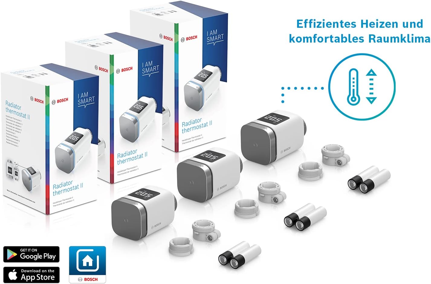 Smart Home Heizkörperthermostat, Heizkörperthermostat II, 3er Set