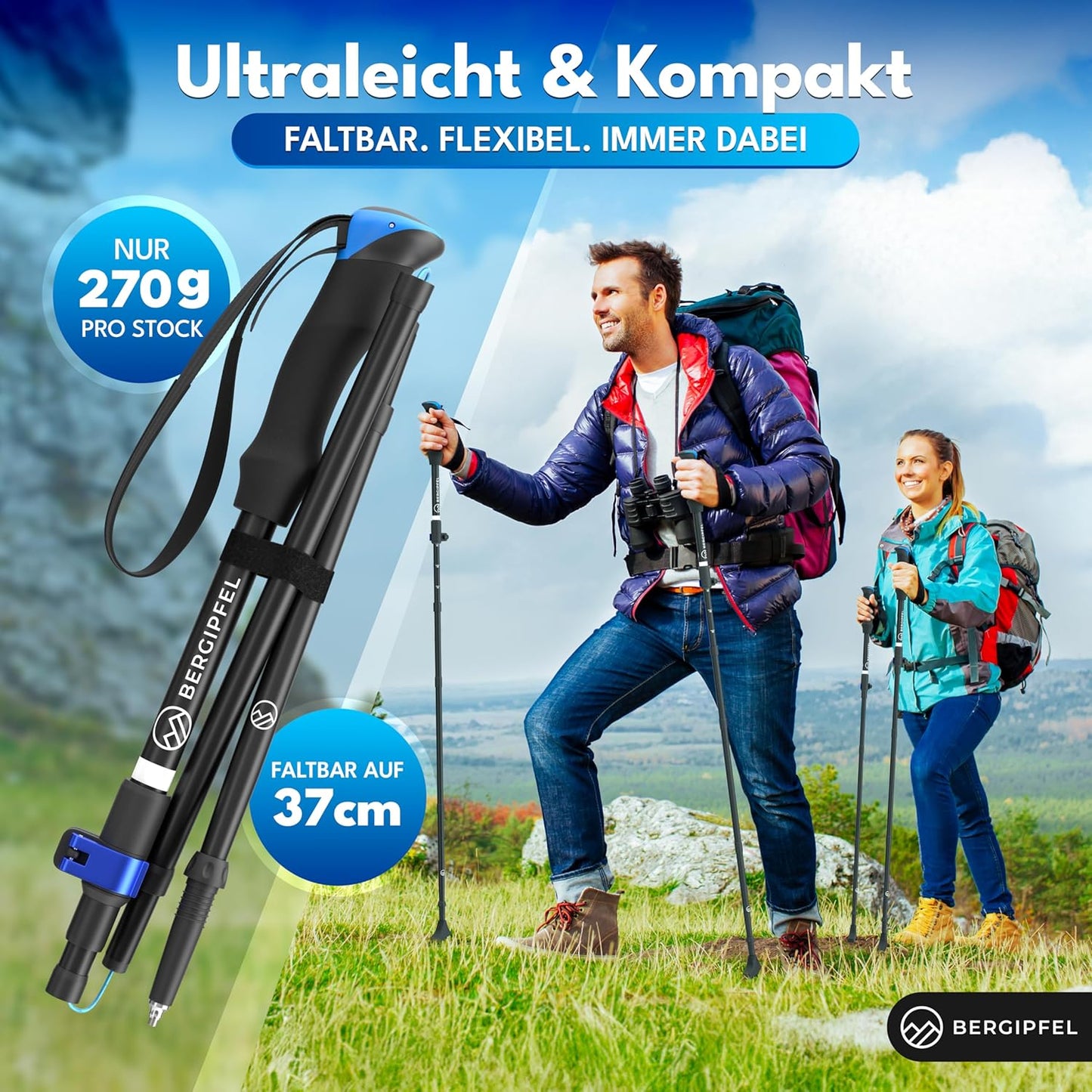 Teleskop-Wanderstöcke faltbar