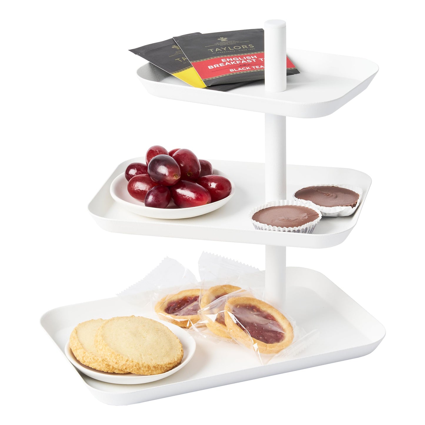 3-stöckige Etagere mit drehbaren Ablagen, Weiss