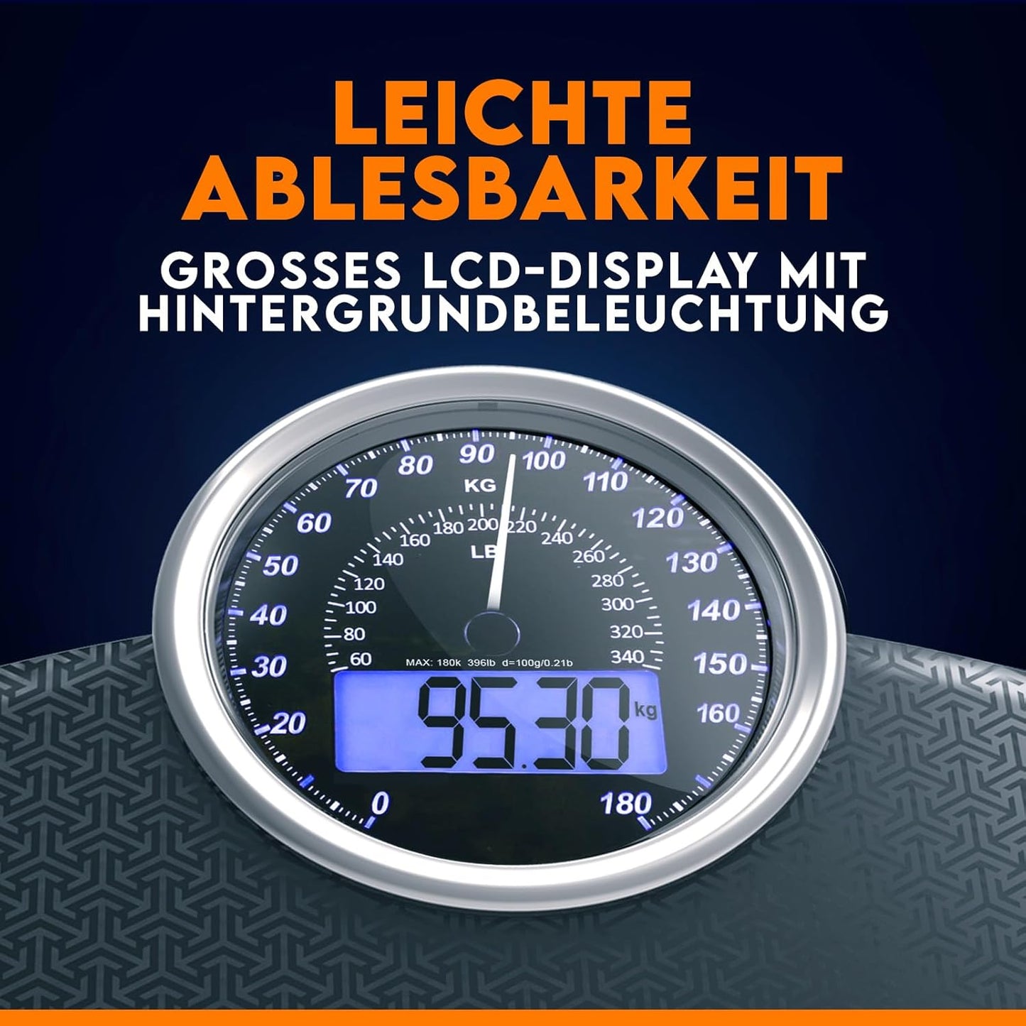 Hybrid 2-in-1 Körperwaage (digital & analog), KG Black