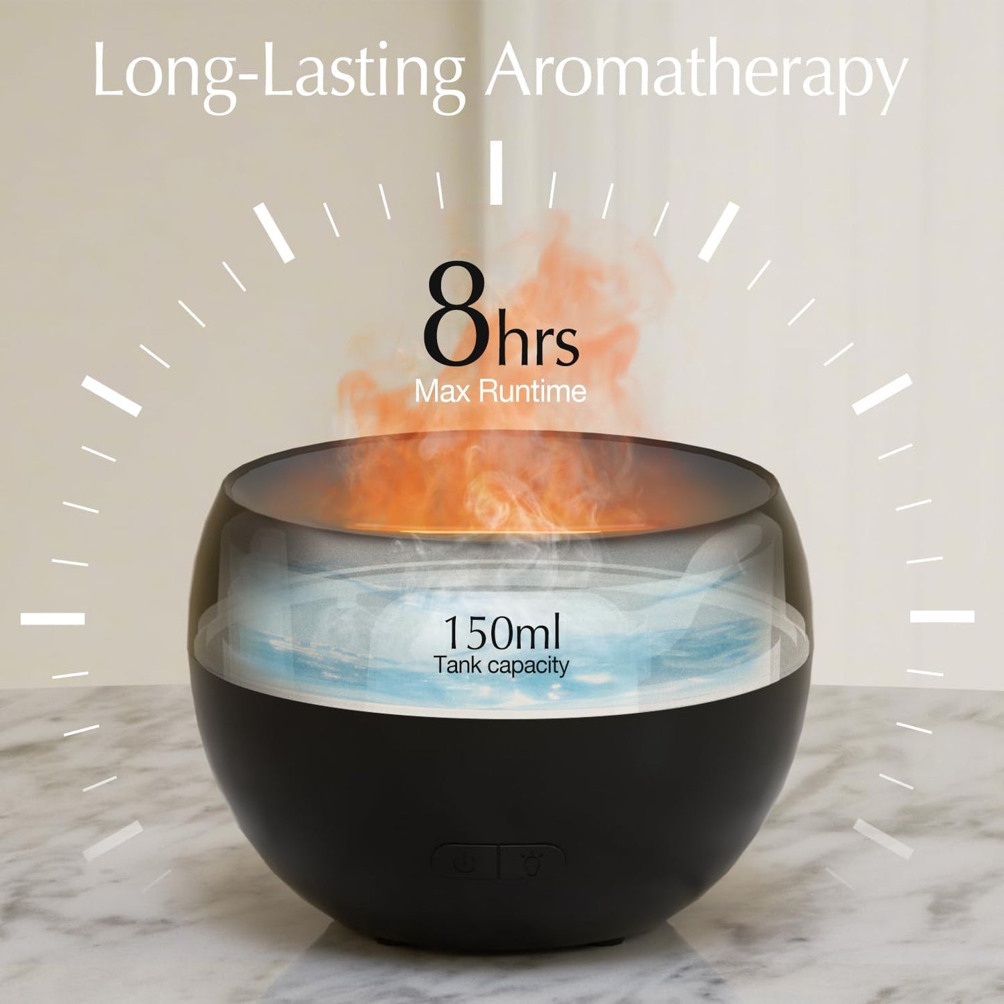 Aroma Diffuser mit Flammeneffekt, 2er-Set, Weiss&schwarz