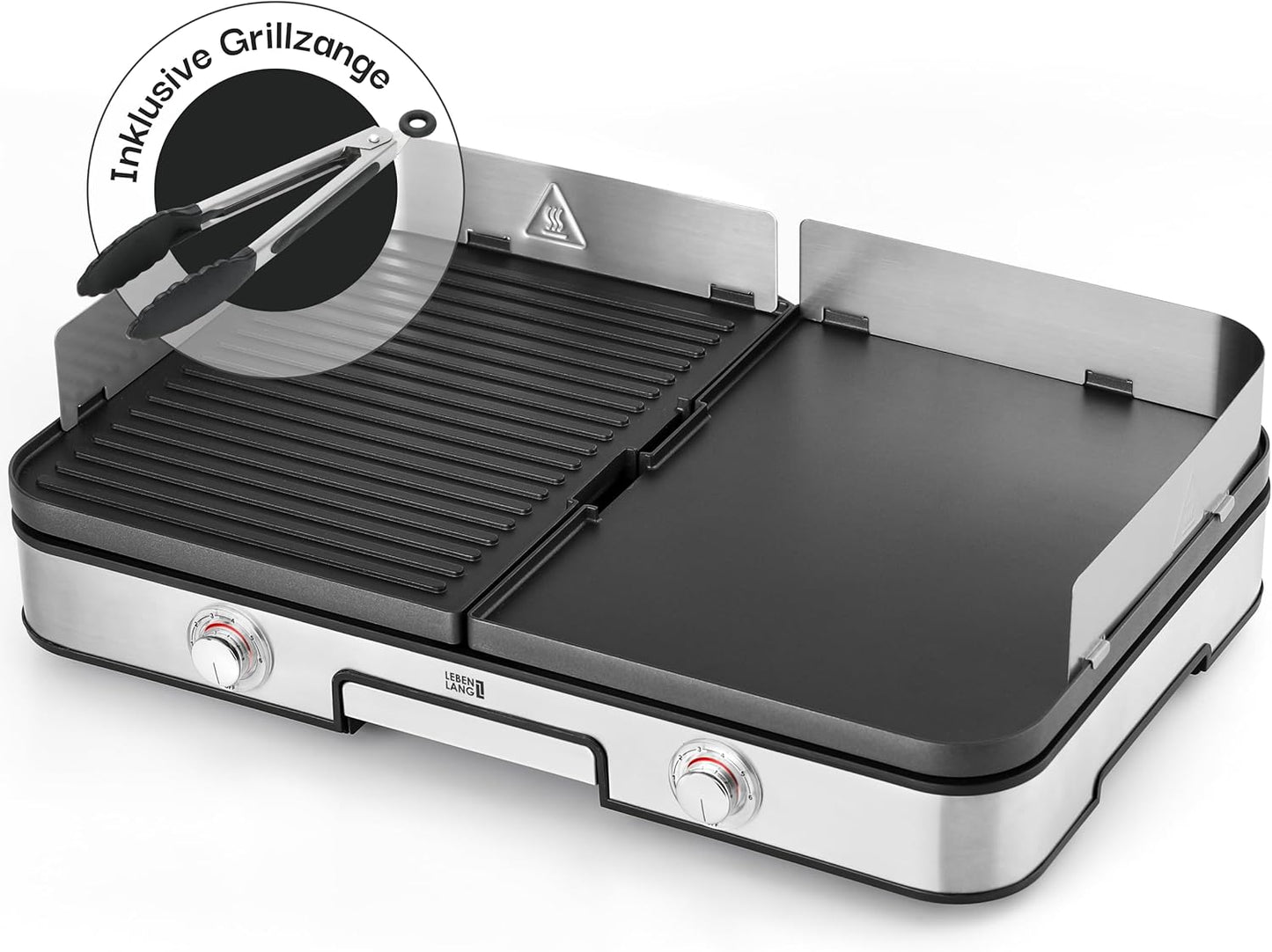 Elektro Tischgrill mit Grillzange & Spritzschutz, LBL8586