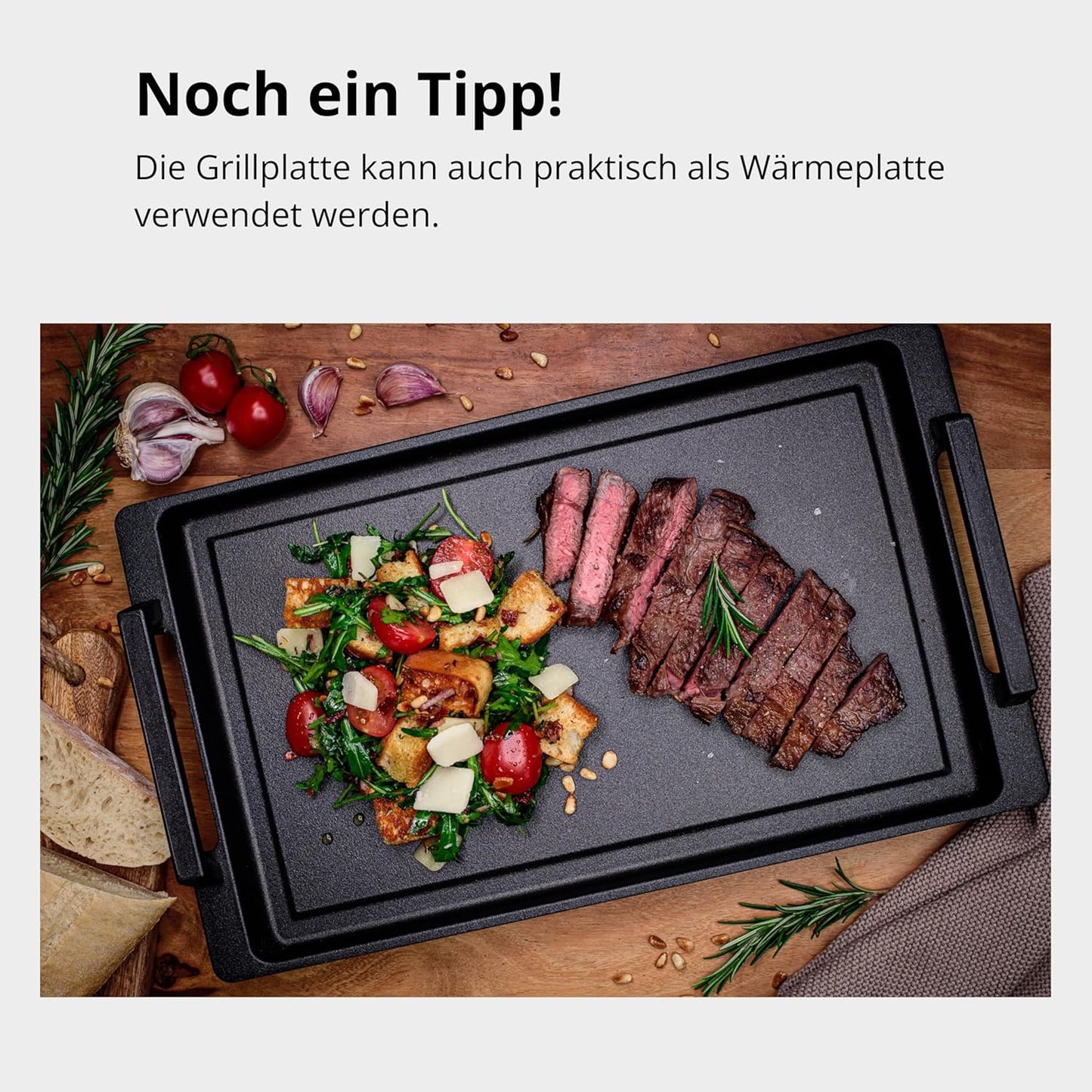 Teppanyaki Grillplatte mit Seitengriffen, 41 x 24 cm Teppanyaki mit Seitengriffen