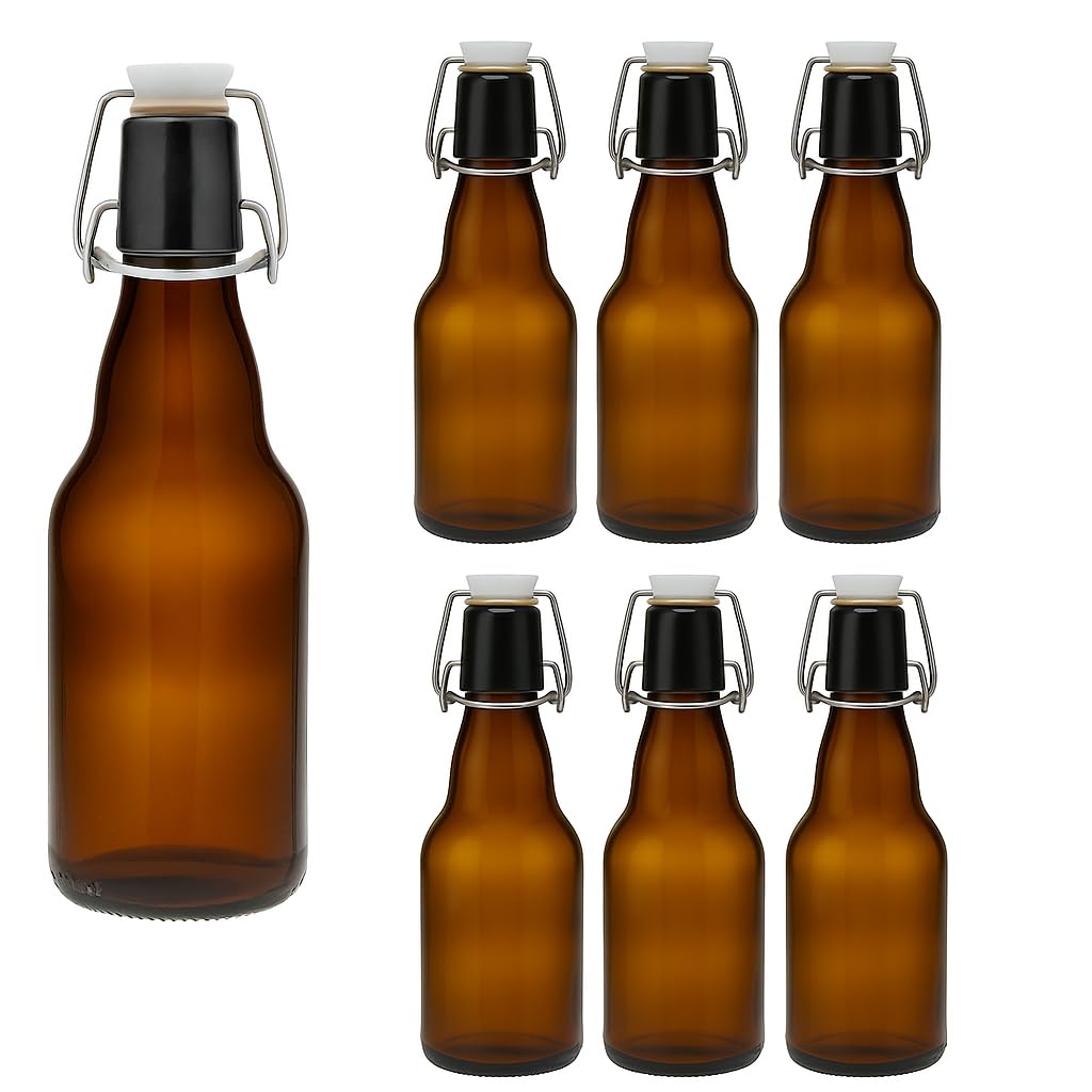 Bügelflaschen-Set 330ml (6 Stück) für Getränke & Saucen, Braun 330 ml 6