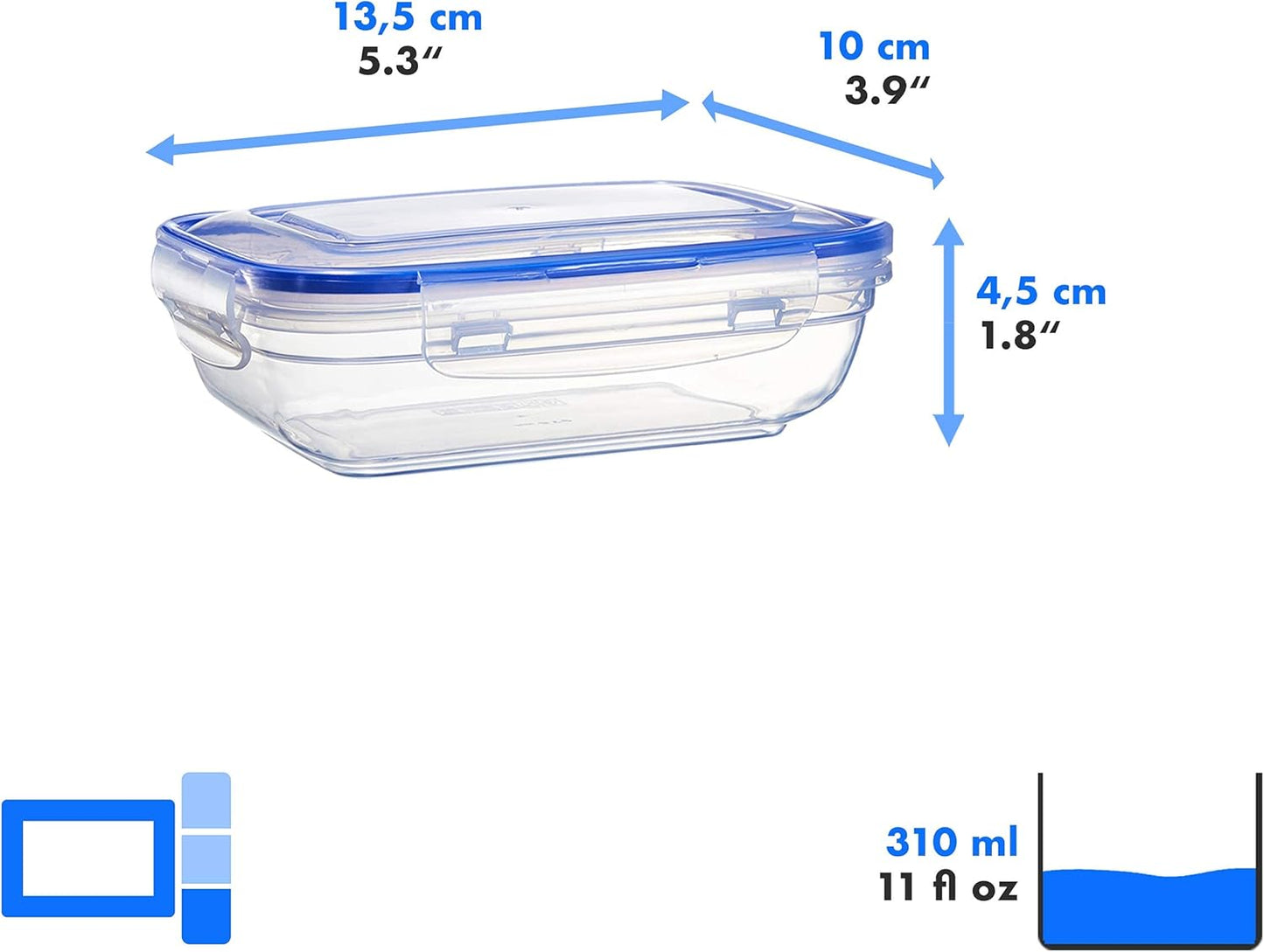 8er-Set Frischhaltedosen, 8x 310 ml, flach