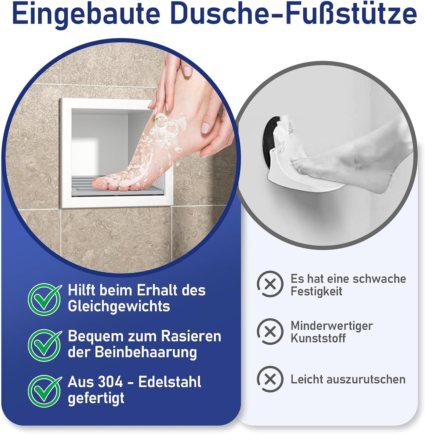 Duschnische Edelstahl Wandnische für Badezimmer (15x12 cm), 15 cm x12 cm Weiß