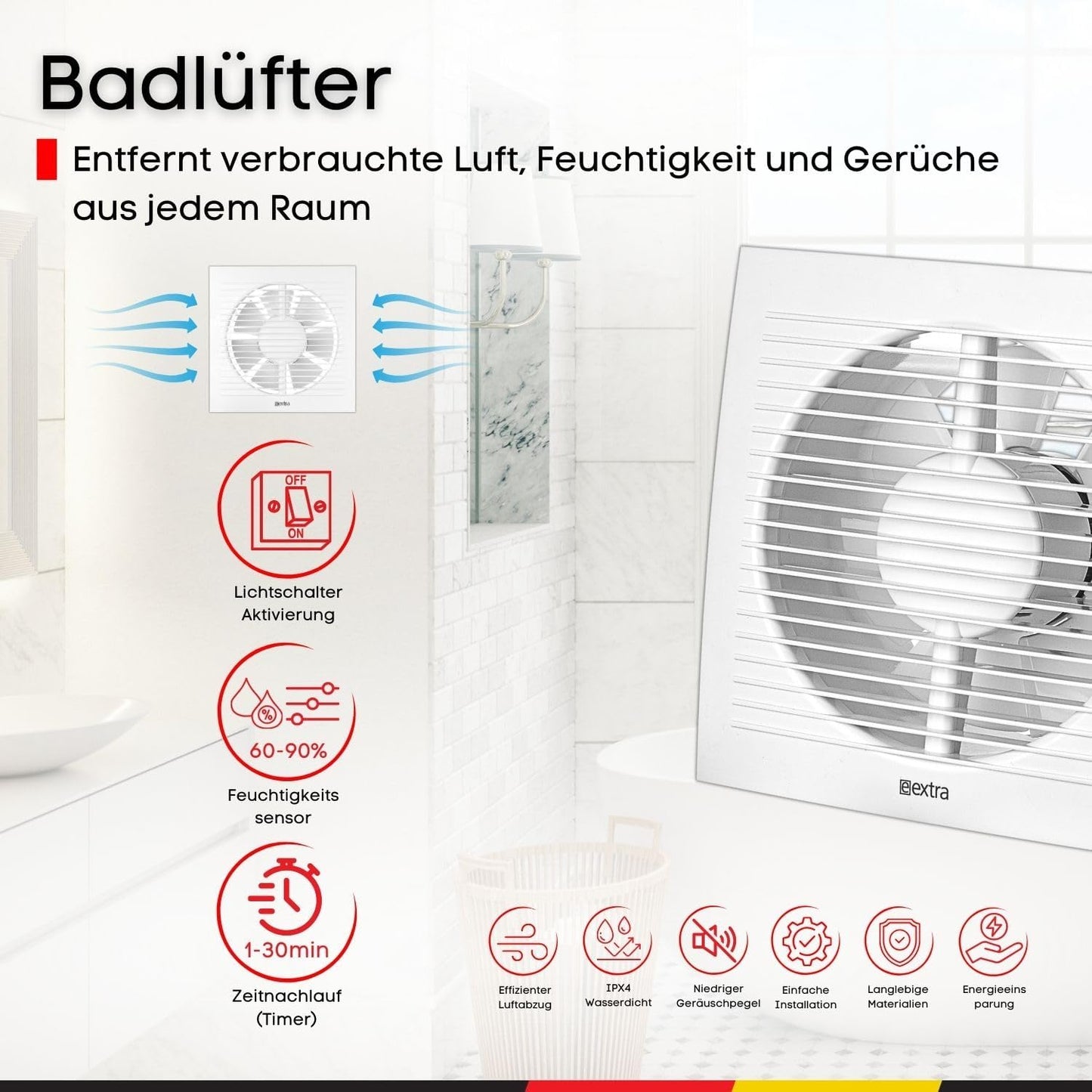Badlüfter, Ø 150mm Weiß