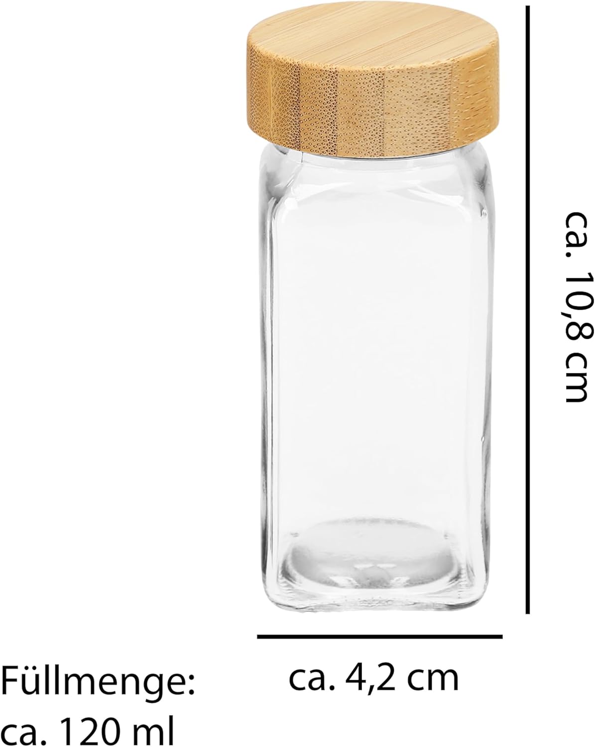 Gewürzgläser-Set mit Bambusdeckel, 12 x 120 ml