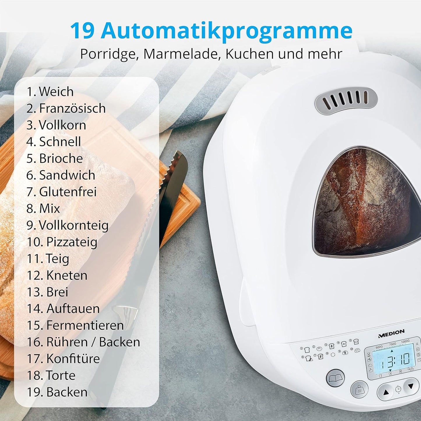 Brotbackautomat MD 11011 (19 Programme, 1000g)