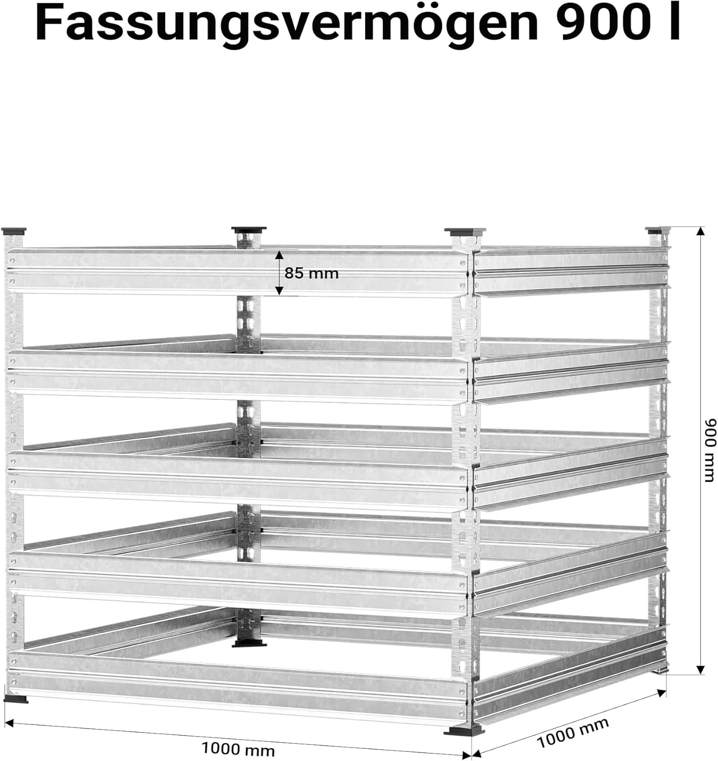 Gartenkomposter, Metall 100x100x90 cm