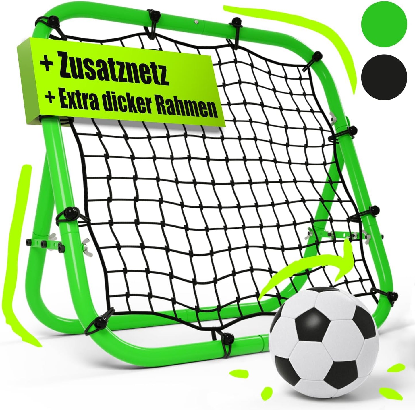 Rebounder für Fussball, Handball, Volleyball & Basketball, 100x100cm Neongrün