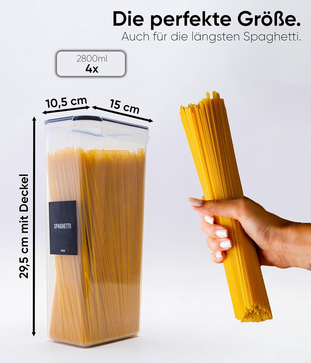 4-teiliges Vorratsdosen-Set, 4 Set Schwarz