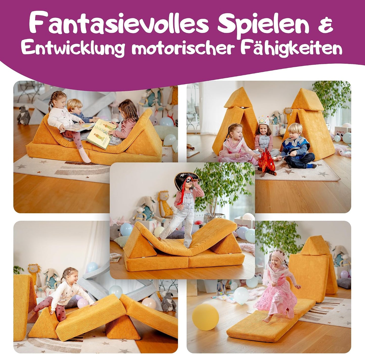 Spielsofa für Kinder, Gänseblümchen Gelb