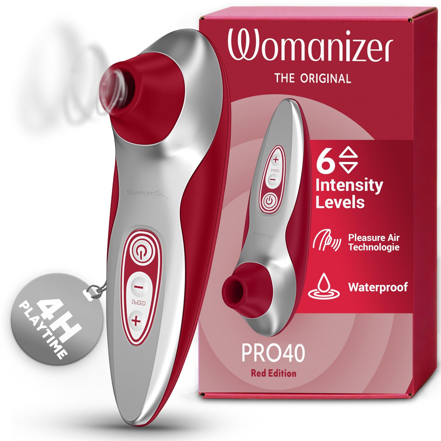 Pro40 Klitorisvibrator mit 6 Intensitätsstufen, Rot