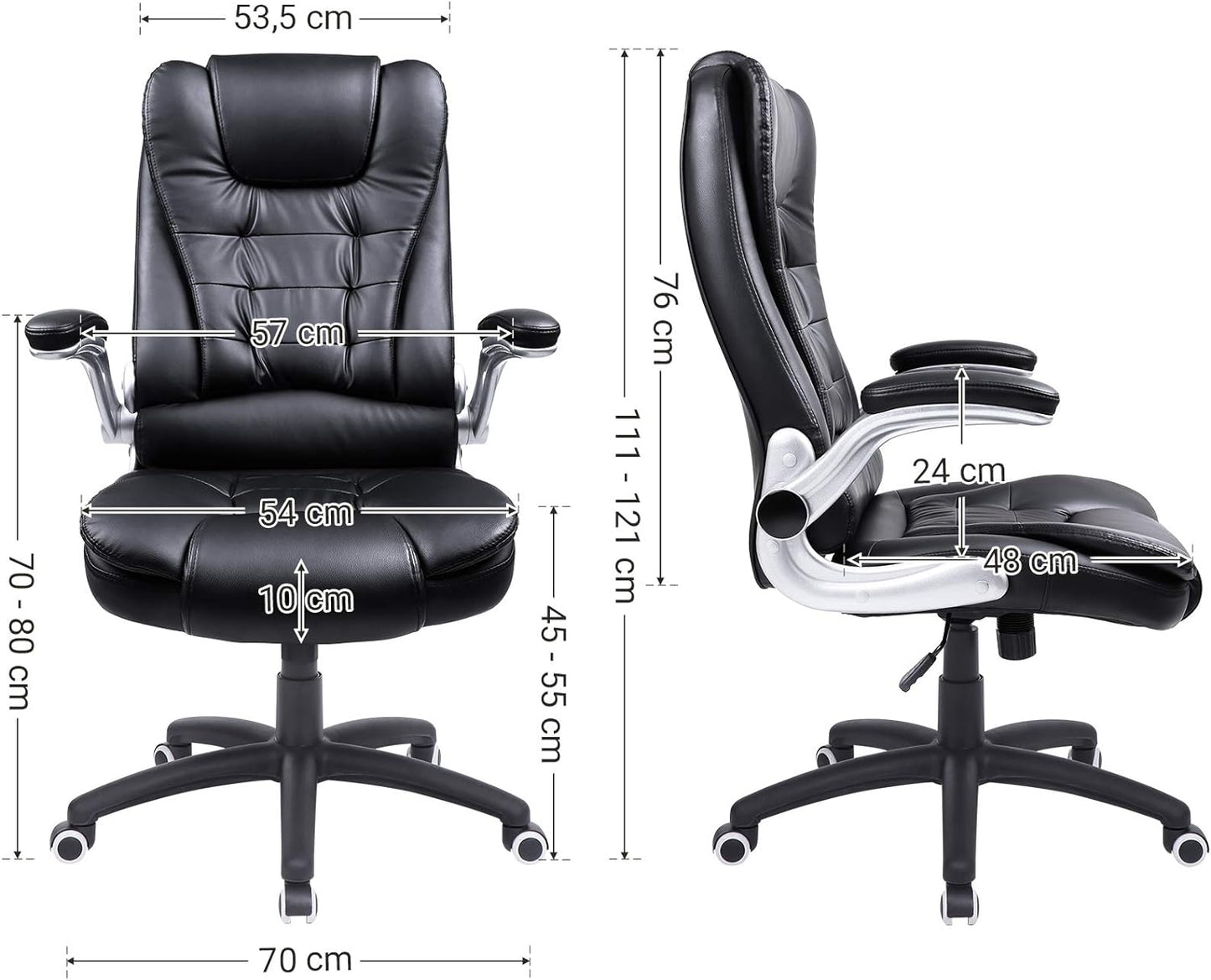 Chefsessel OBG51B, schwarz 54 x 48 x (111-121) cm