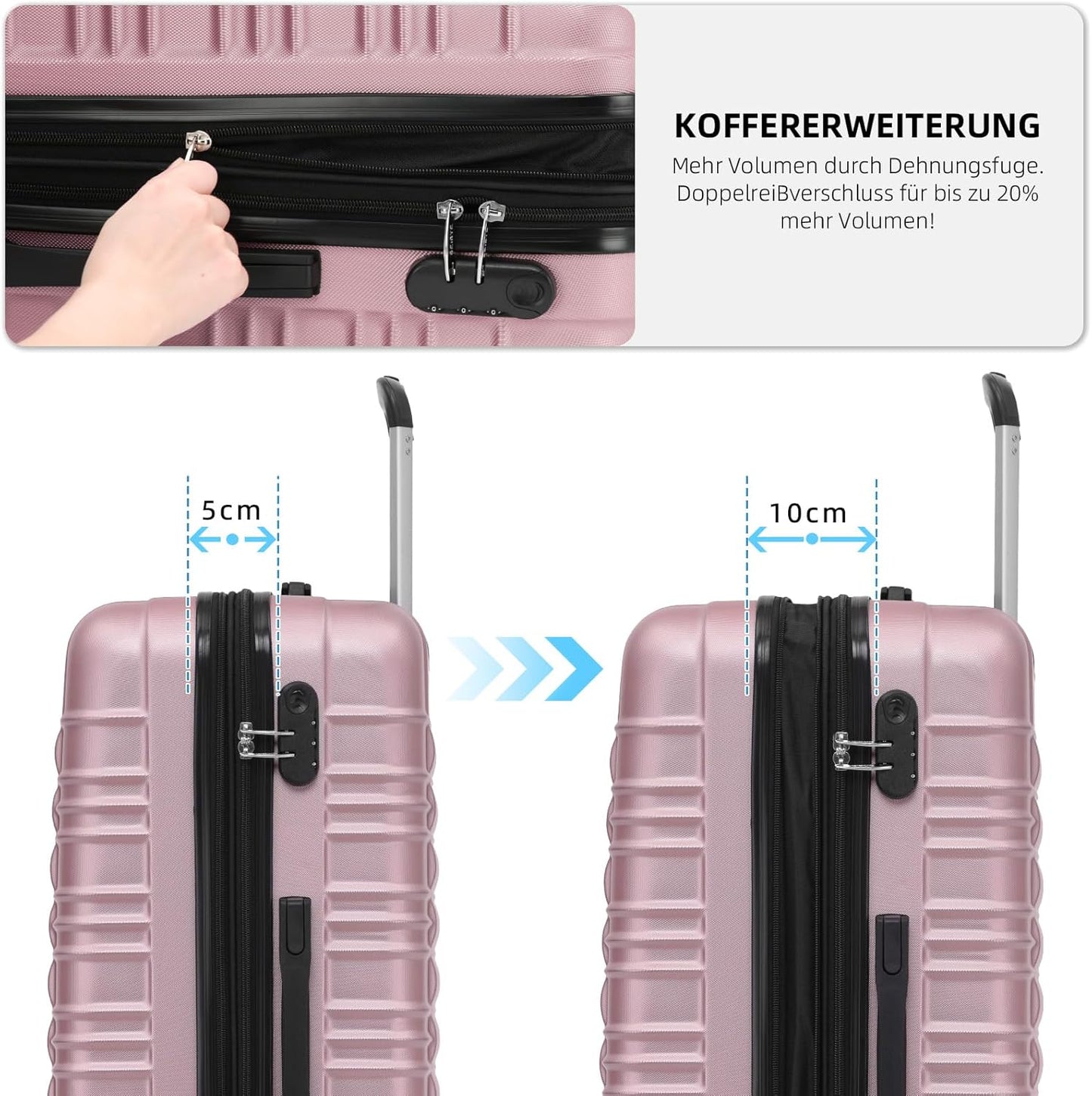 2088 Zwillingsrollen Hartschalenkoffer, erweiterbar, Rosa L