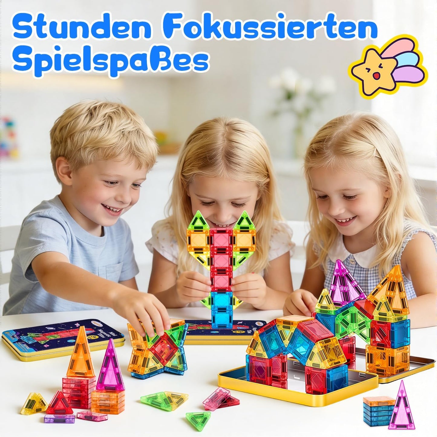 Magnetische Bausteine Reiseset, 48 Teile, ‎multi-color 48PCS