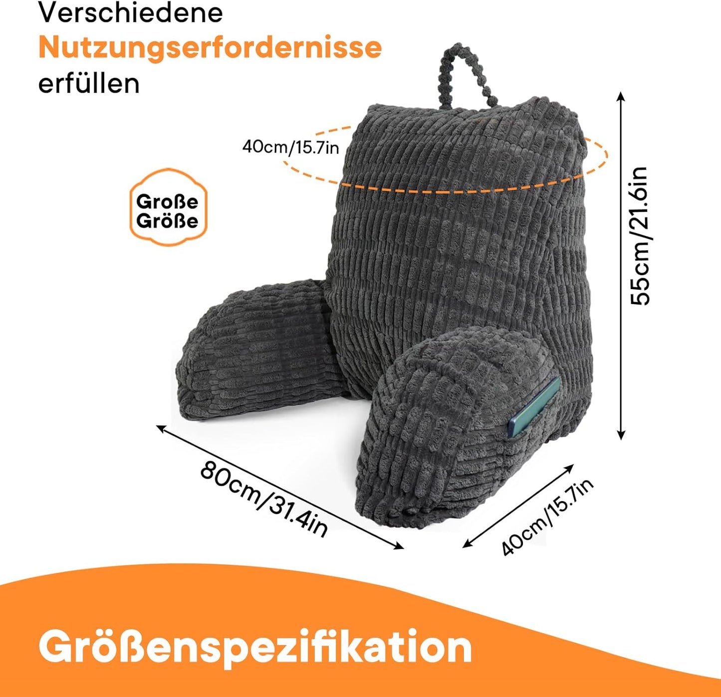 Lesekissen mit Rückenlehne für Bett und Sofa
