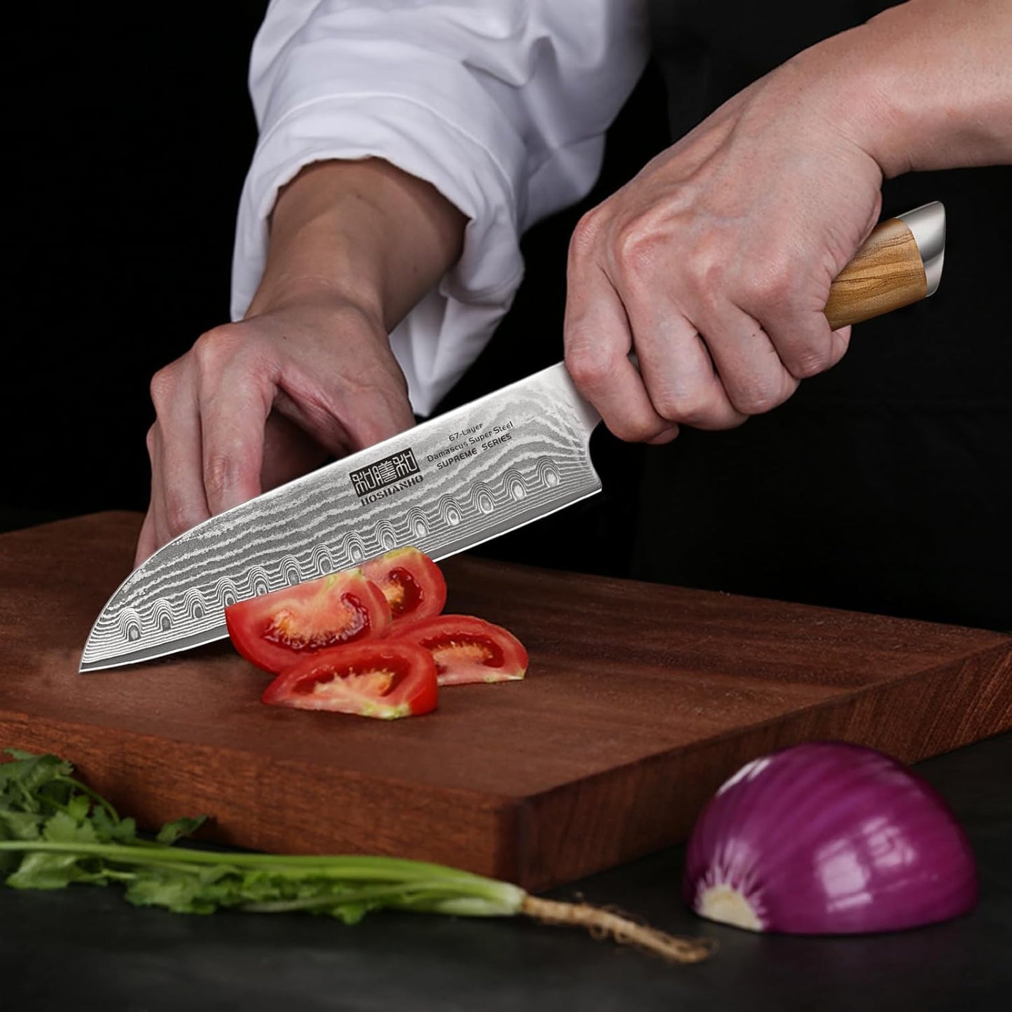 HSHPCS-2023-019 Santoku Damastmesser, 18cm Santoku Messer