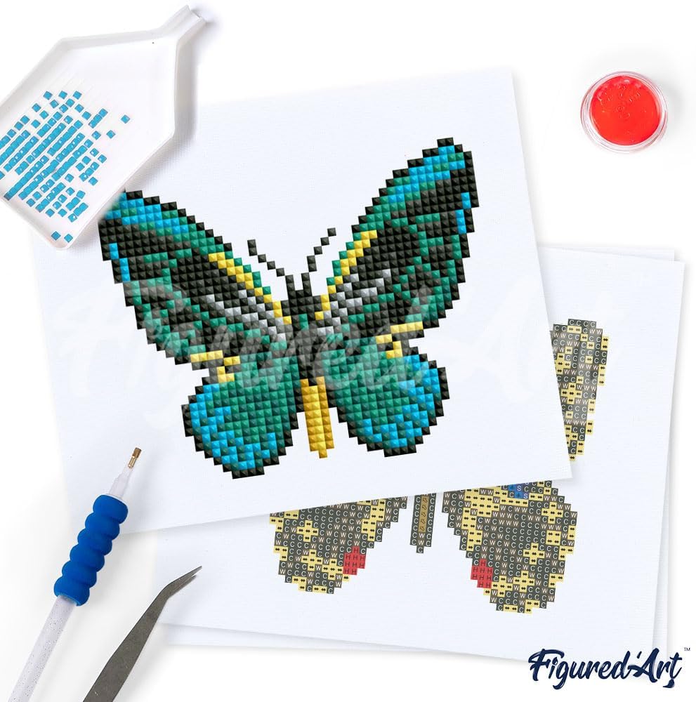 Mini Serie Diamond Painting Set mit 12 Stück, Schmetterlinge 2 PROBLEMYOUMUSTCHECK